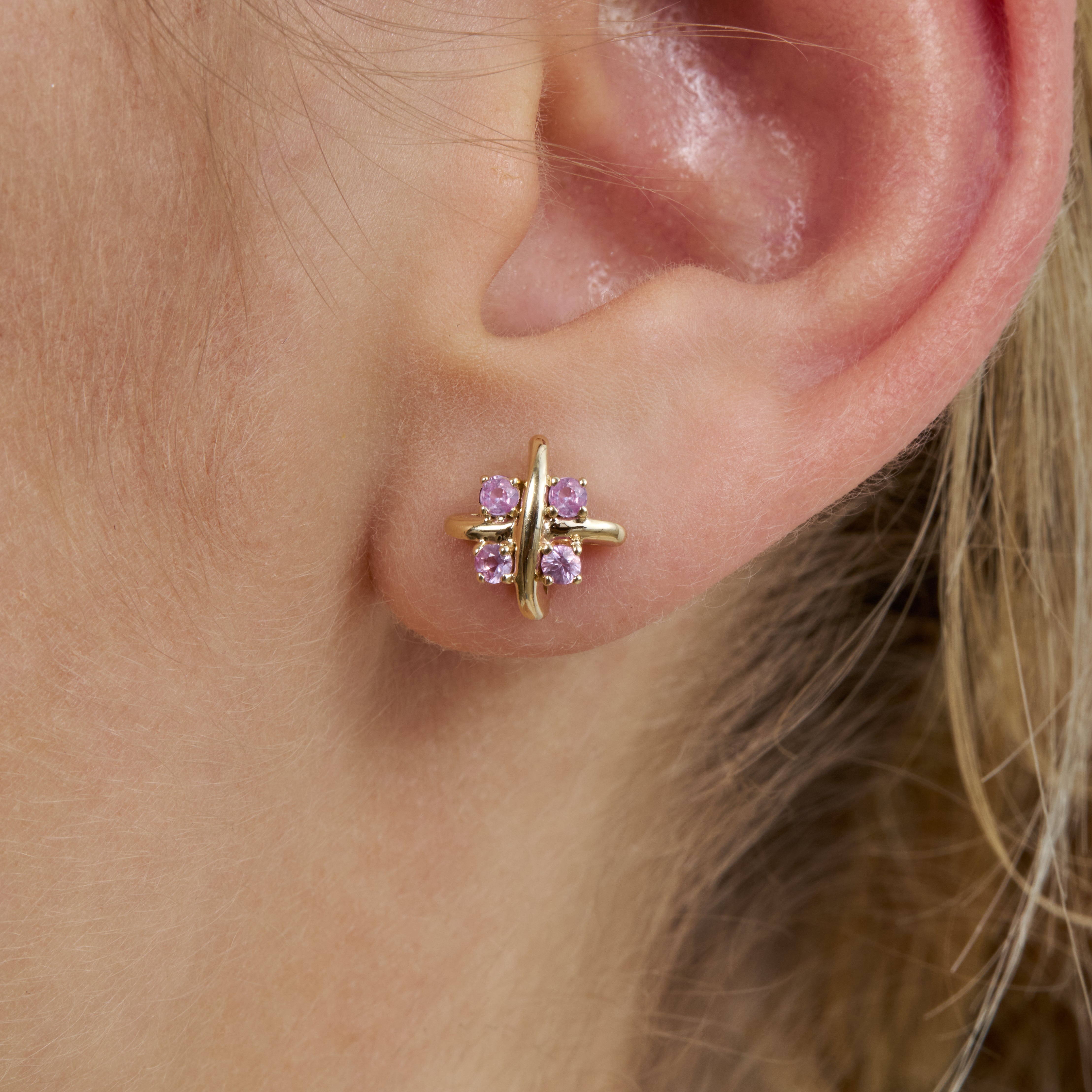 Pink Radiance Cross Earrings