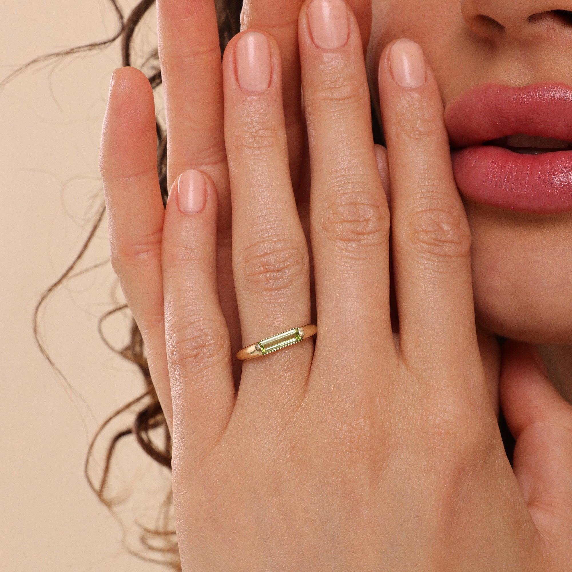 Peridot Baguette Statement Ring