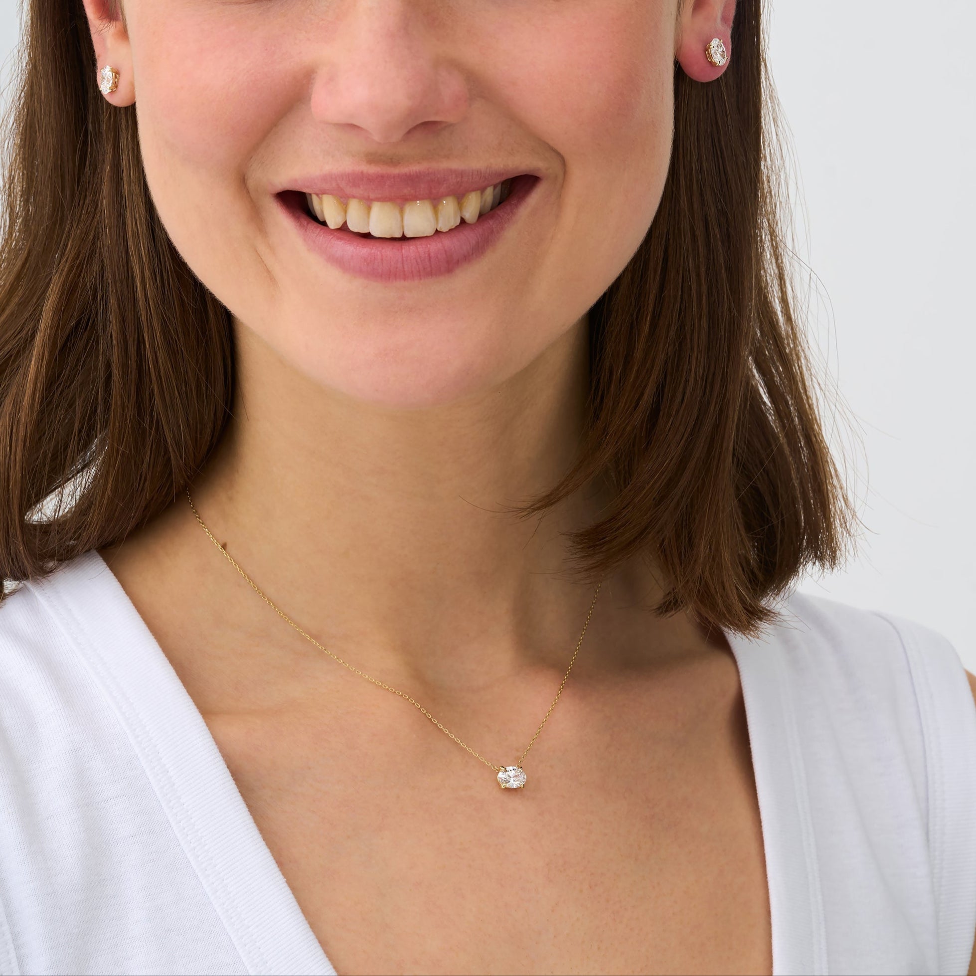 Oval Lab Diamond Solitaire Necklace