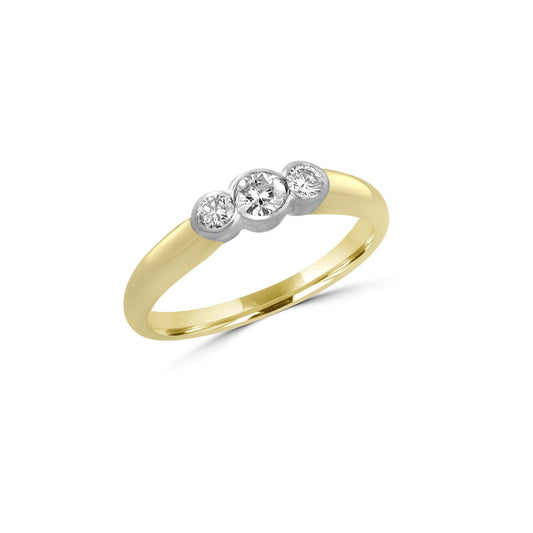 three stone diamond plane ring