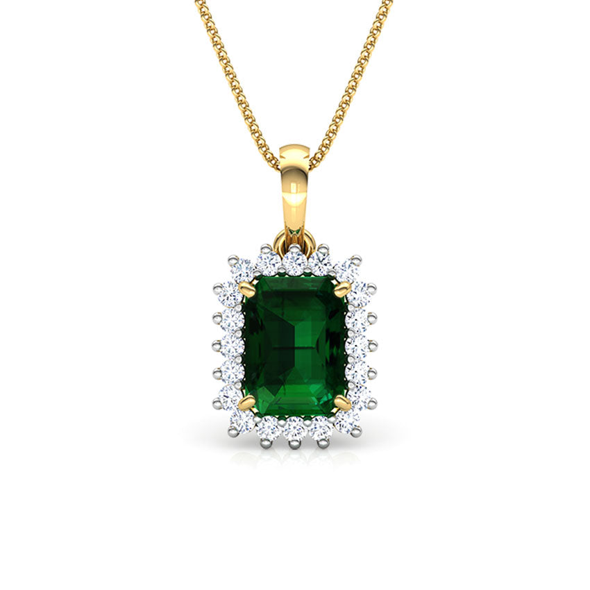 A necklace featuring a pendant or gemstone suspended from a chain, adding elegance and sophistication to any neckline, perfect for accessorizing a variety of outfits and occasions.