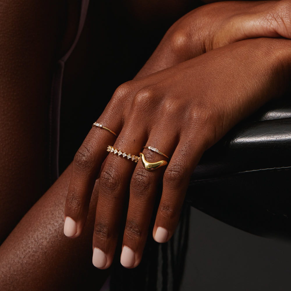 Modern Gold-Plated Ring - Jewel Edition