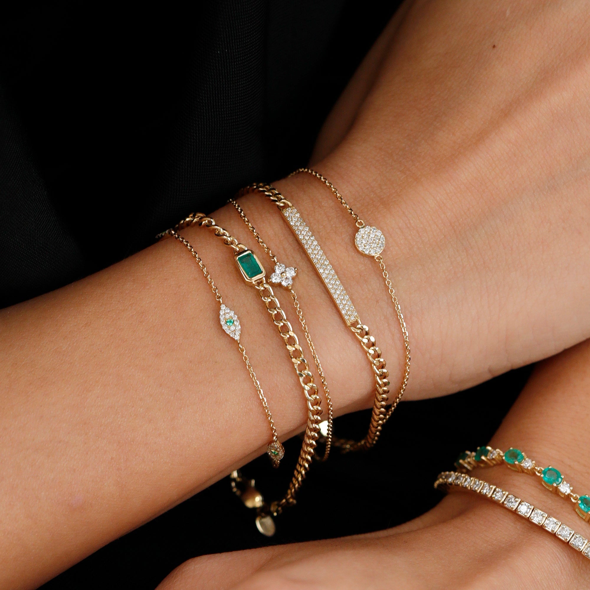 Luxe Green Cuban Bracelet