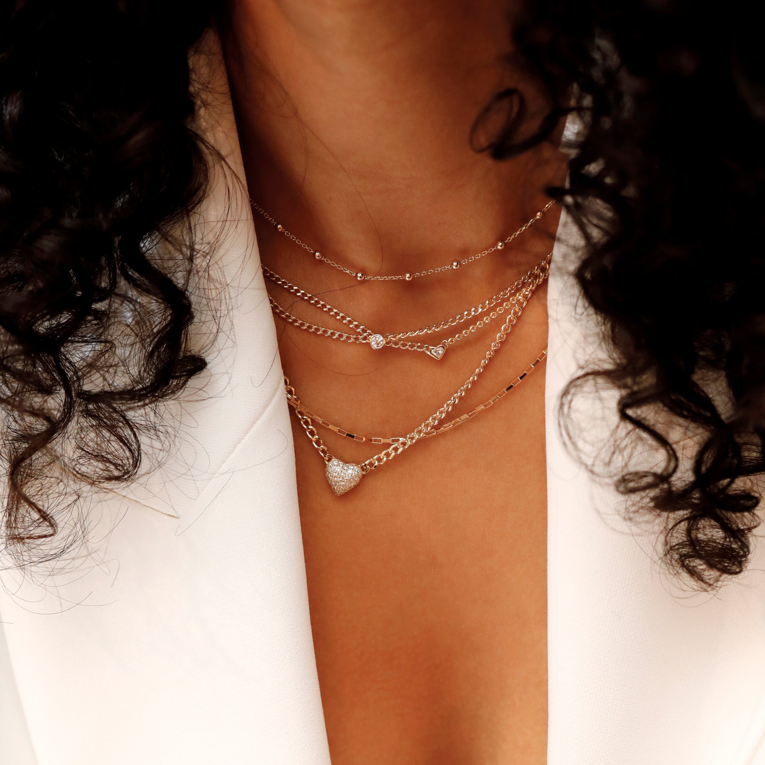 Puffed Heart Cuban Link Necklace