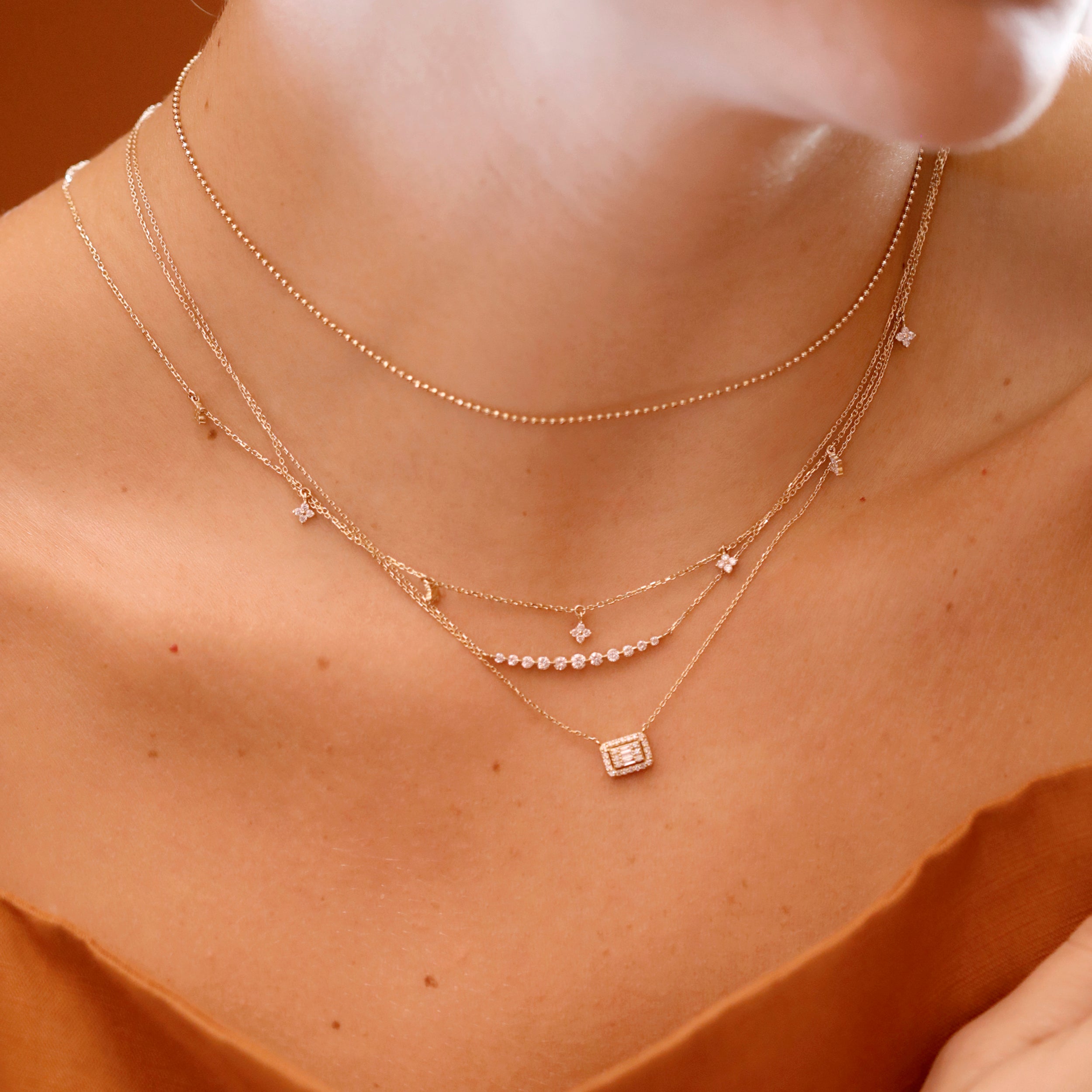 Curved Horizon Diamond Necklace