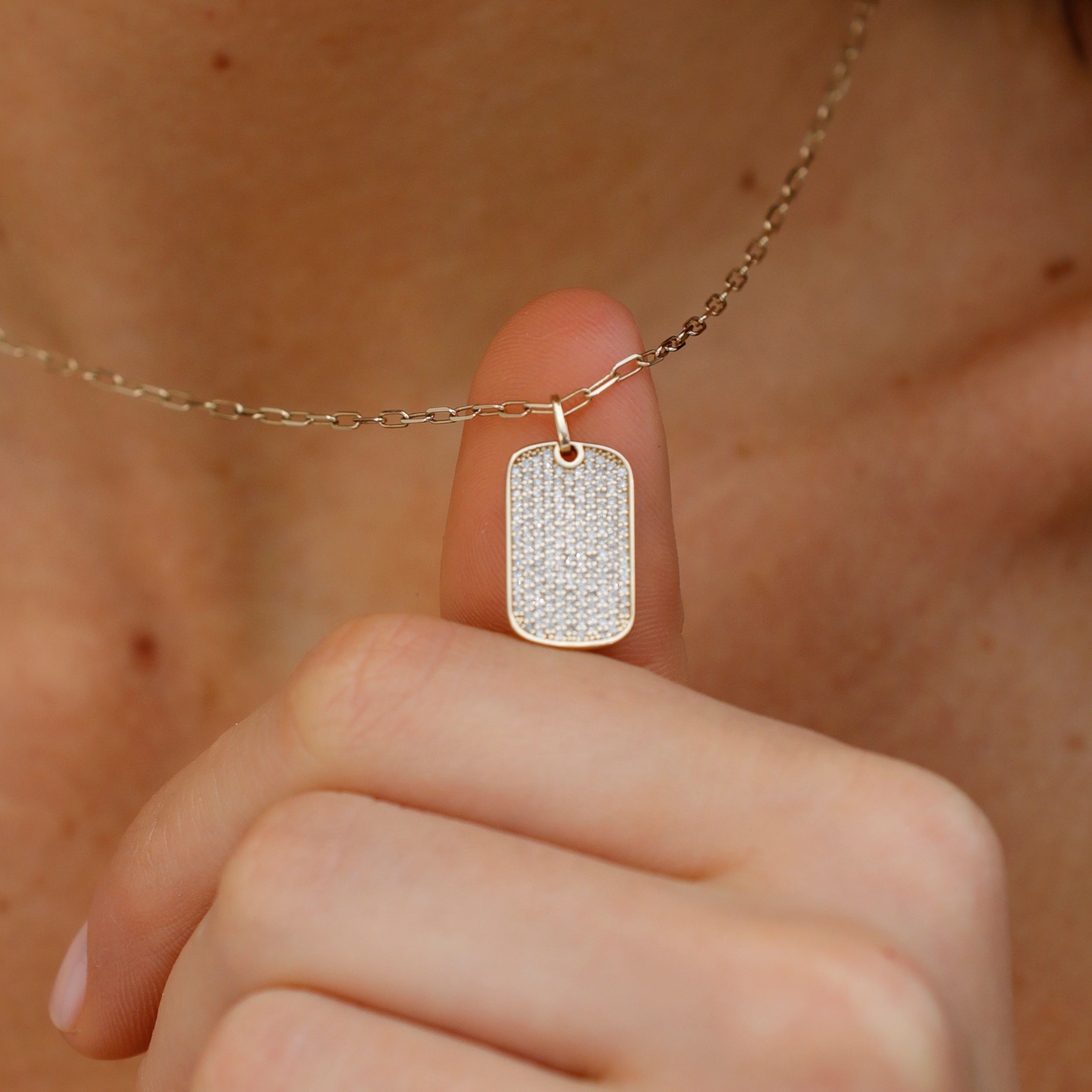 Tag Pendant with Paperclip Chain