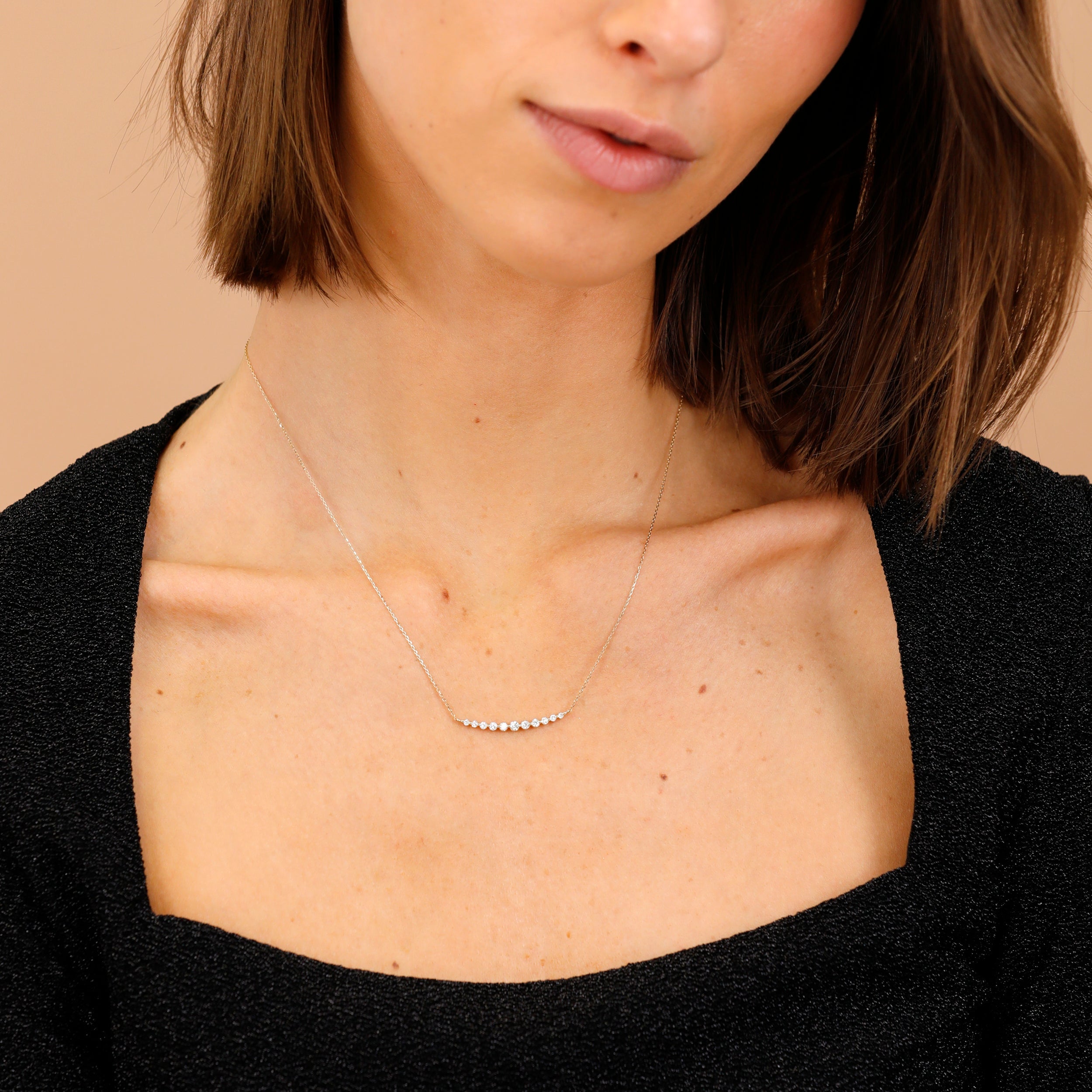 Curved Horizon Diamond Necklace