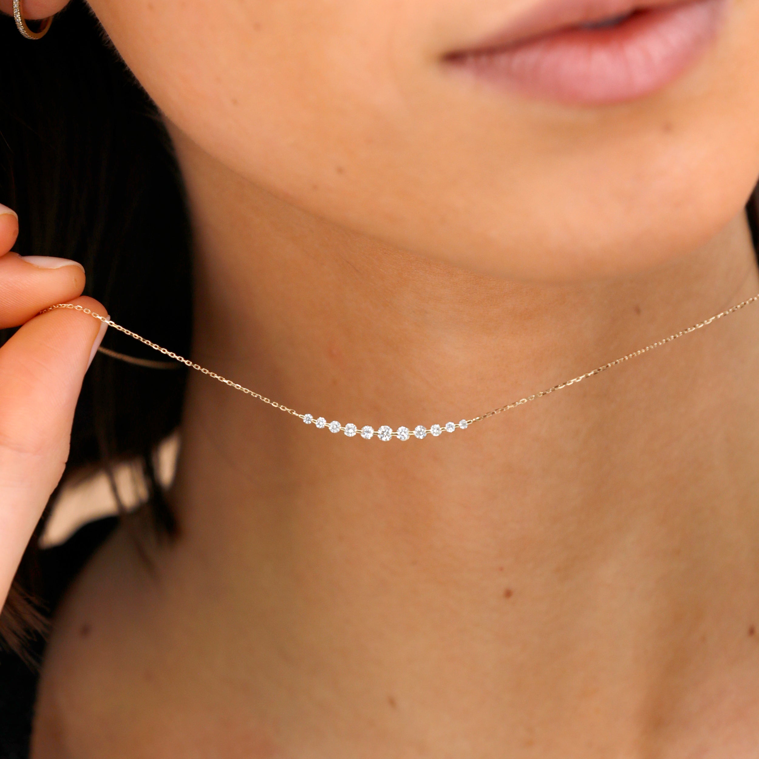 Curved Horizon Diamond Necklace