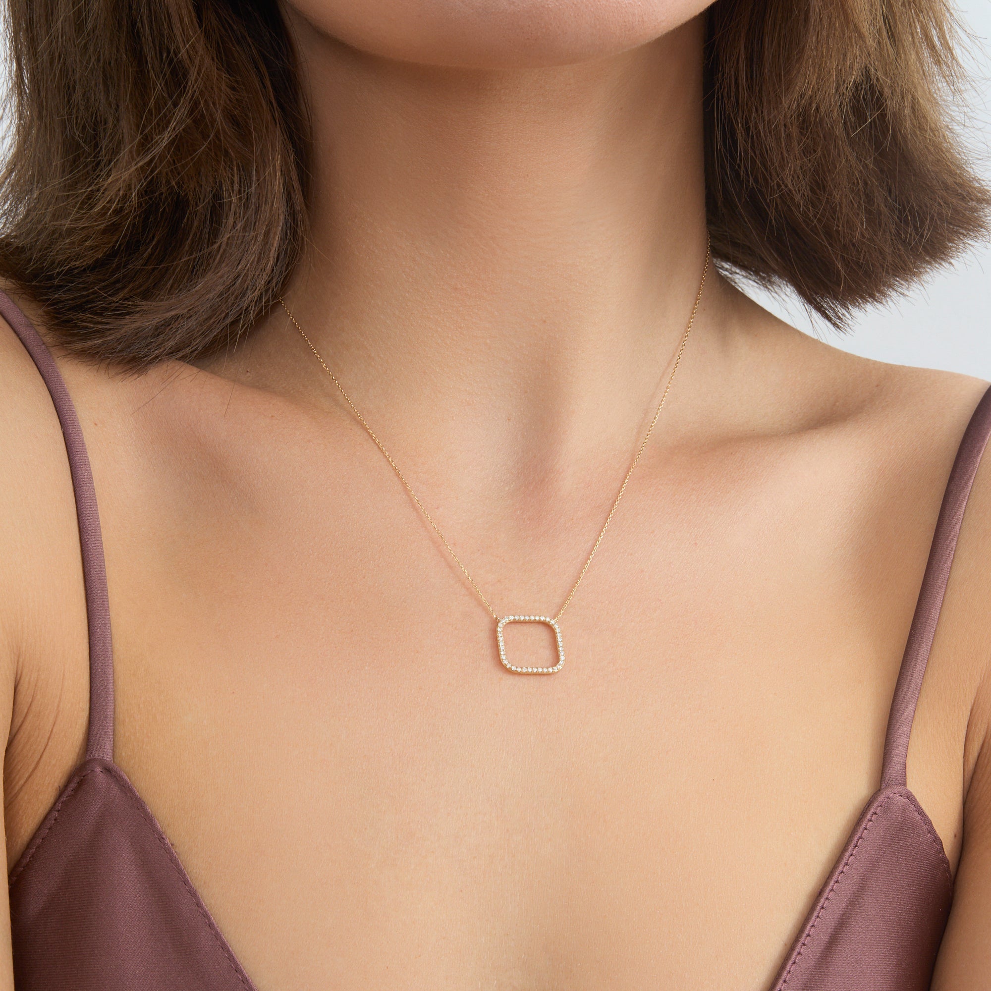 Sparkle Square Pendant Necklace