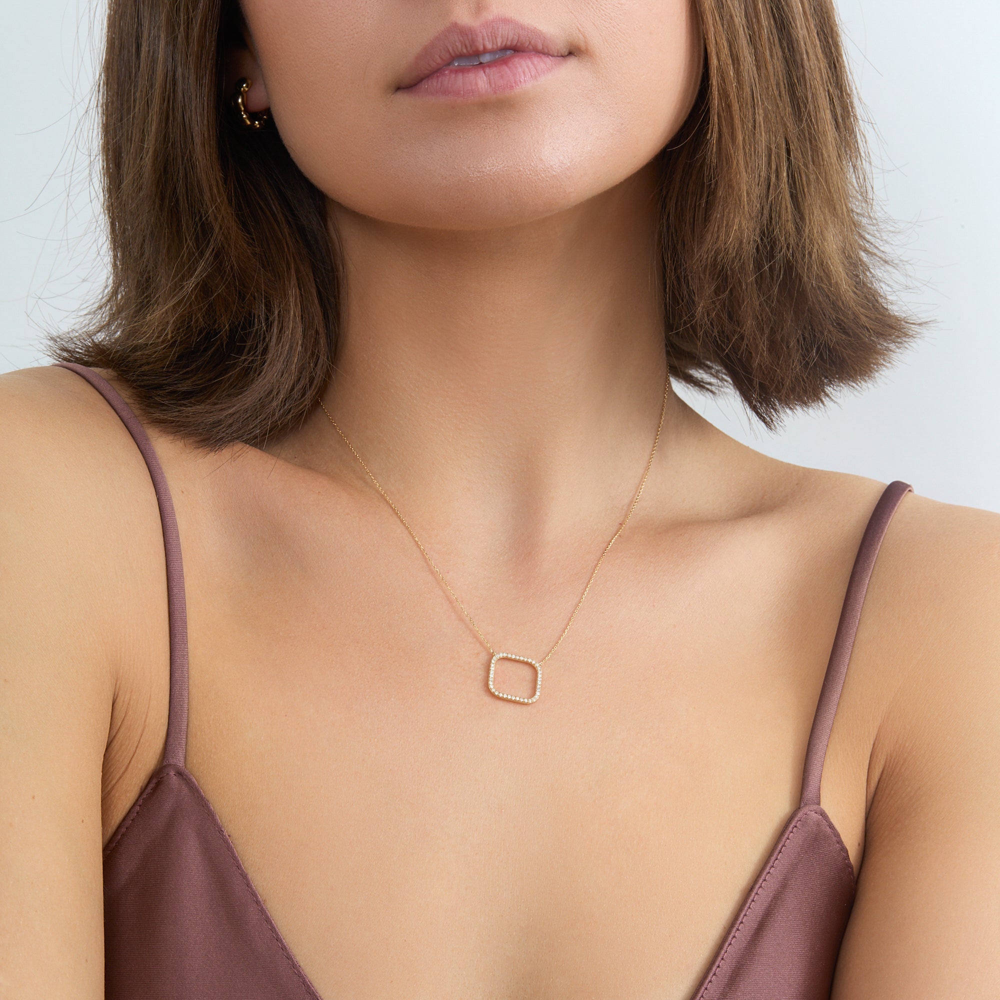 Sparkle Square Pendant Necklace