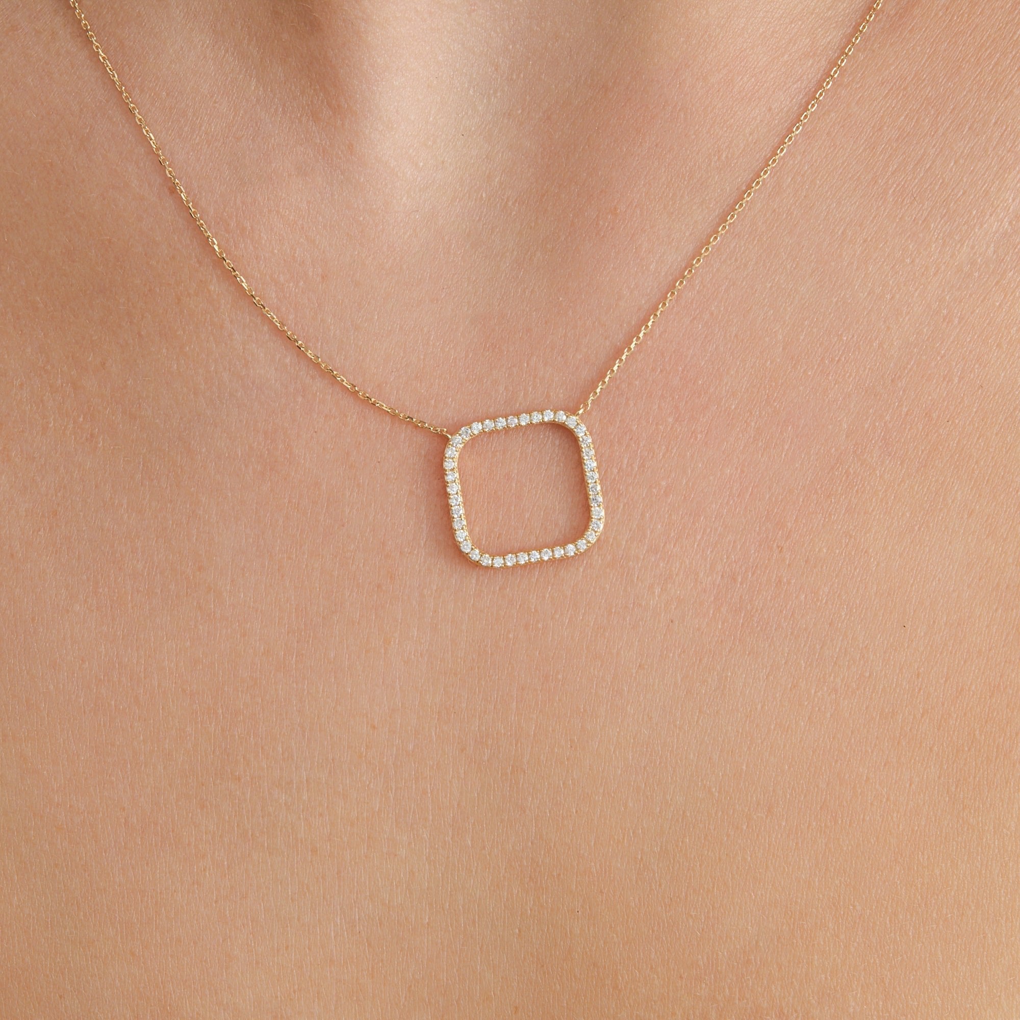 Sparkle Square Pendant Necklace