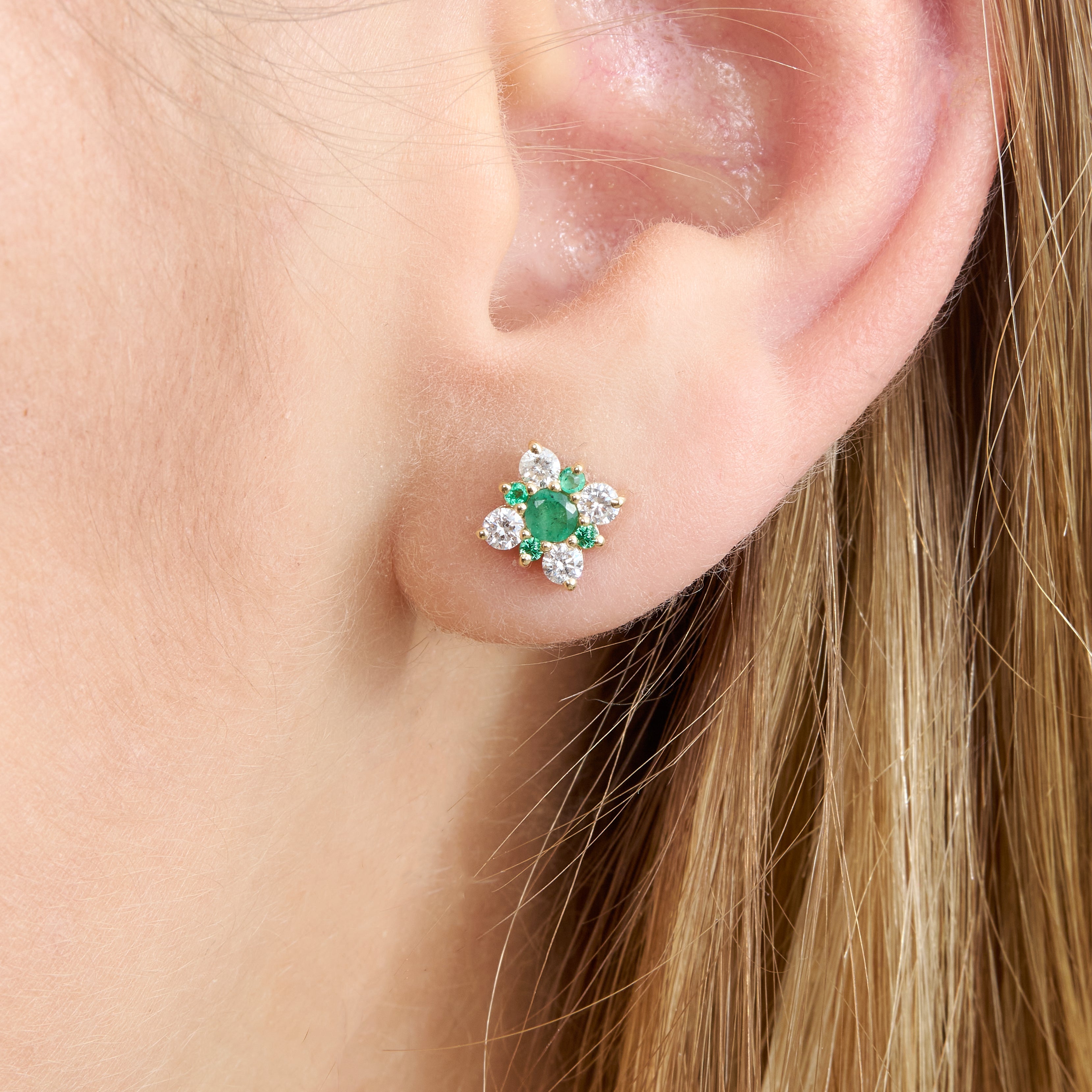 Emerald Blossom Stud Earrings
