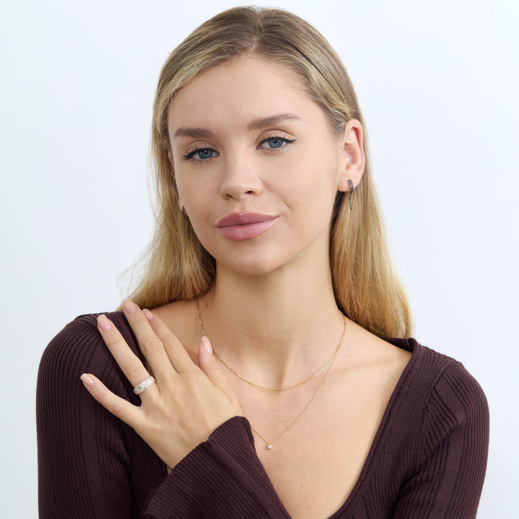 Noir Wave Huggie Earrings
