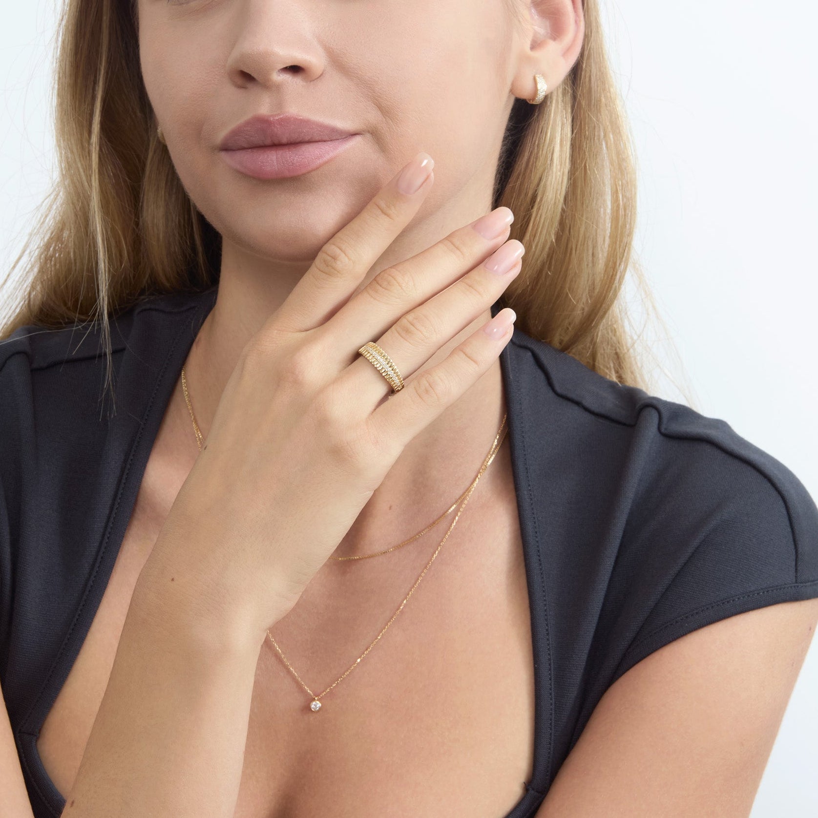 Glimmering Deco Charm Ring