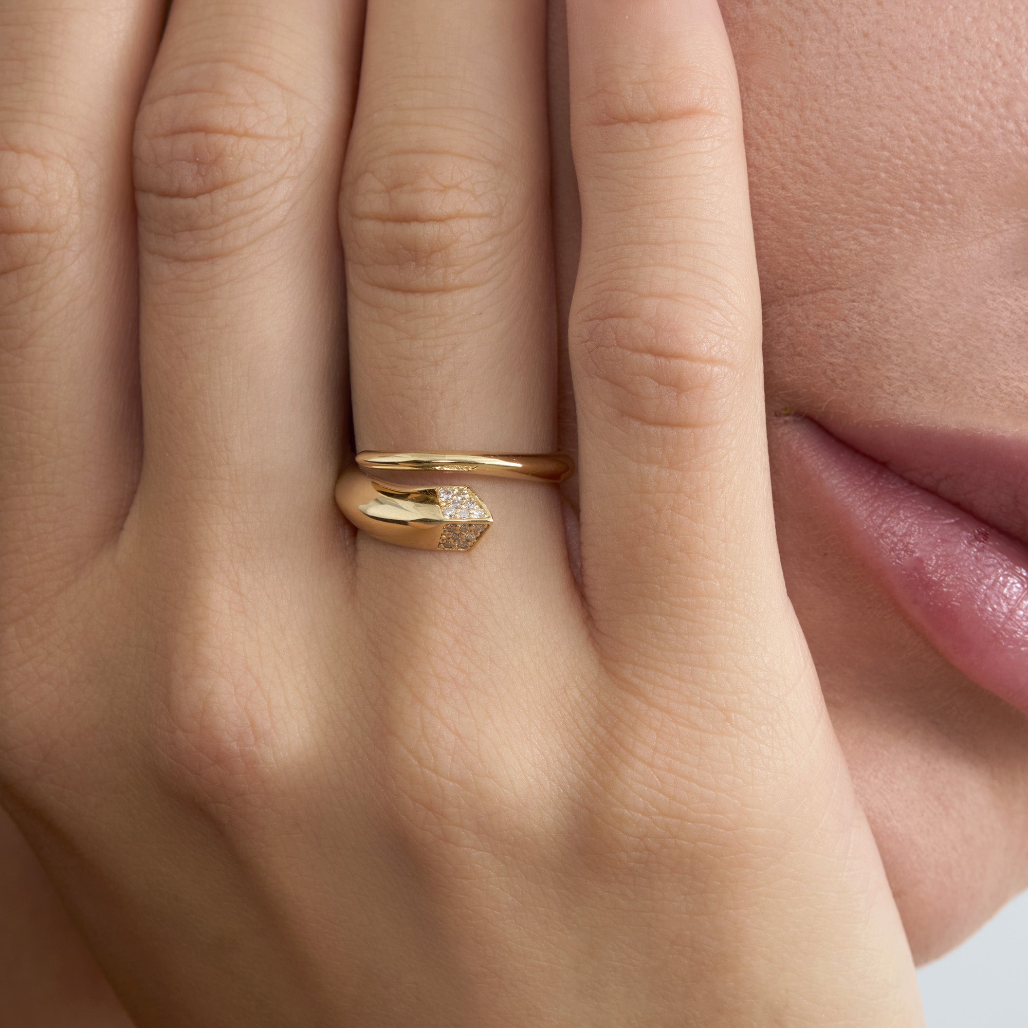Diamond Spiral Snake Ring
