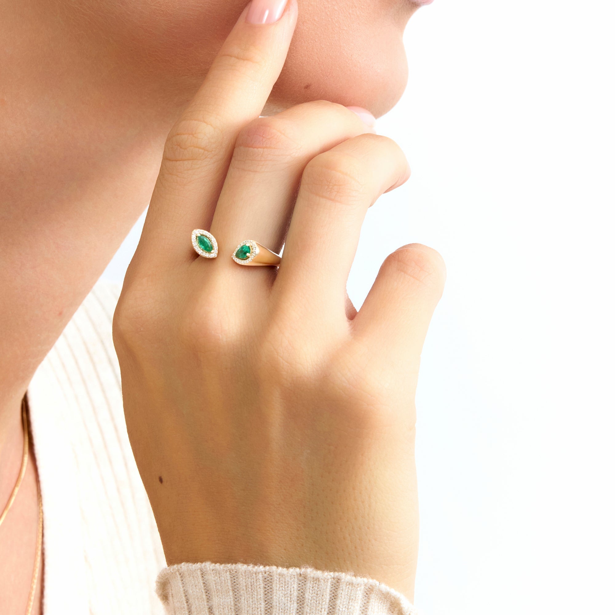 Glowing Emerald Open Ring