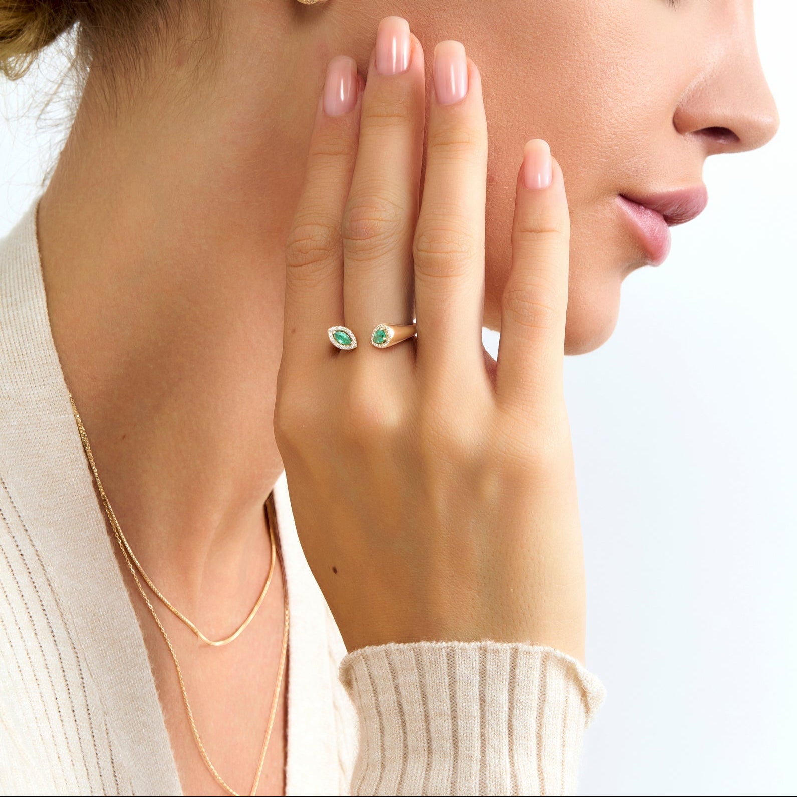 Glowing Emerald Open Ring