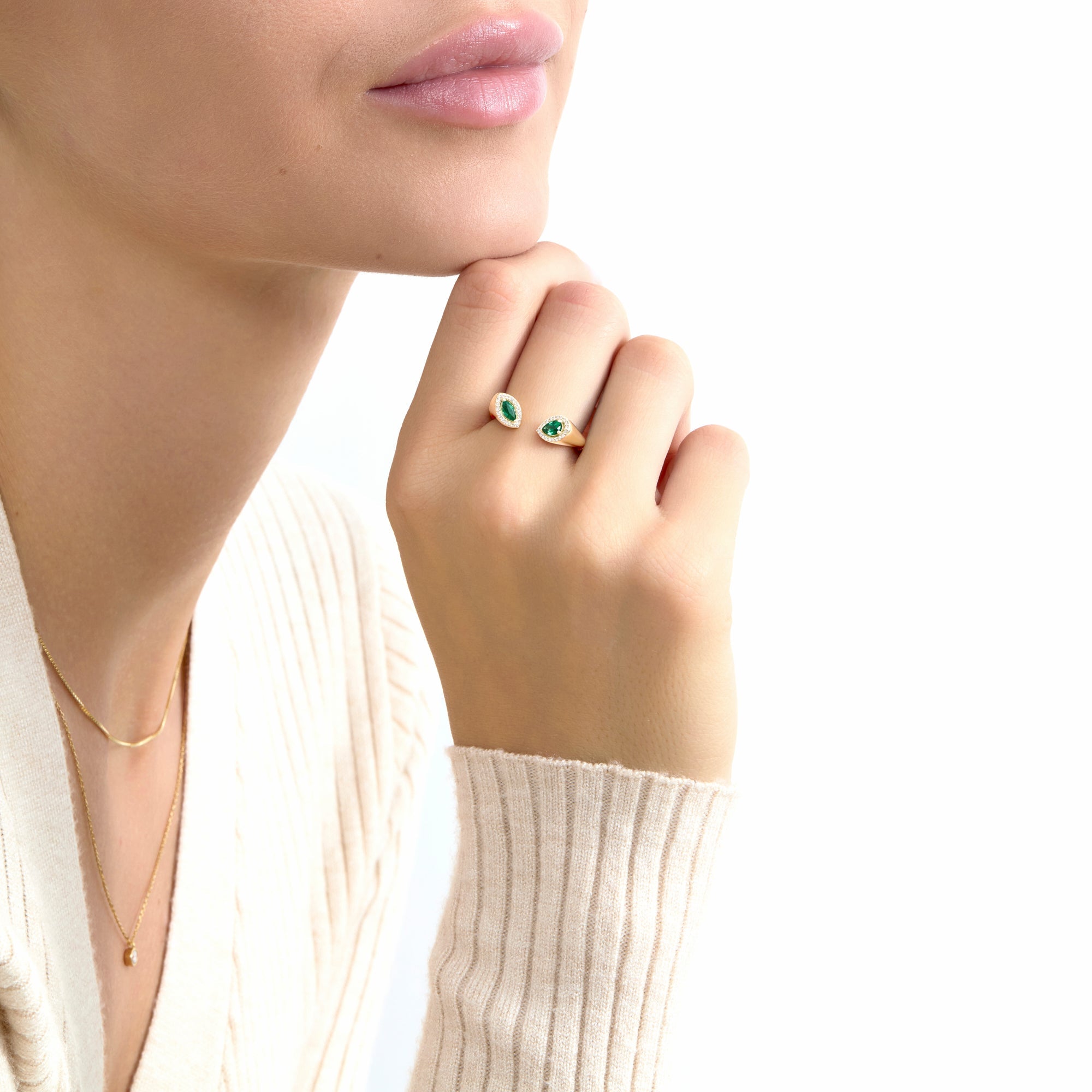 Glowing Emerald Open Ring