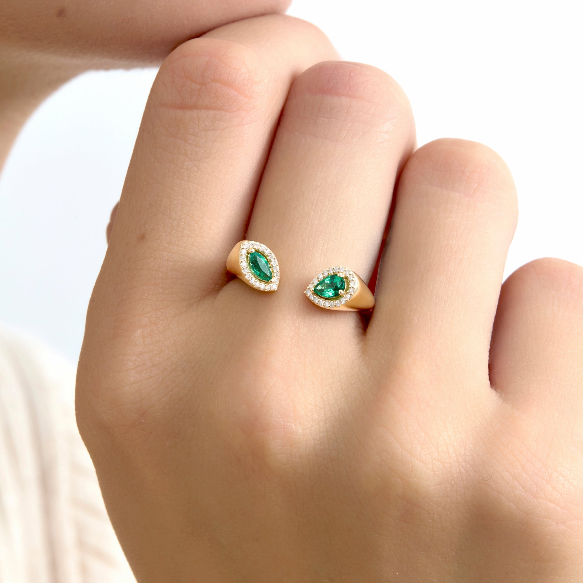Glowing Emerald Open Ring