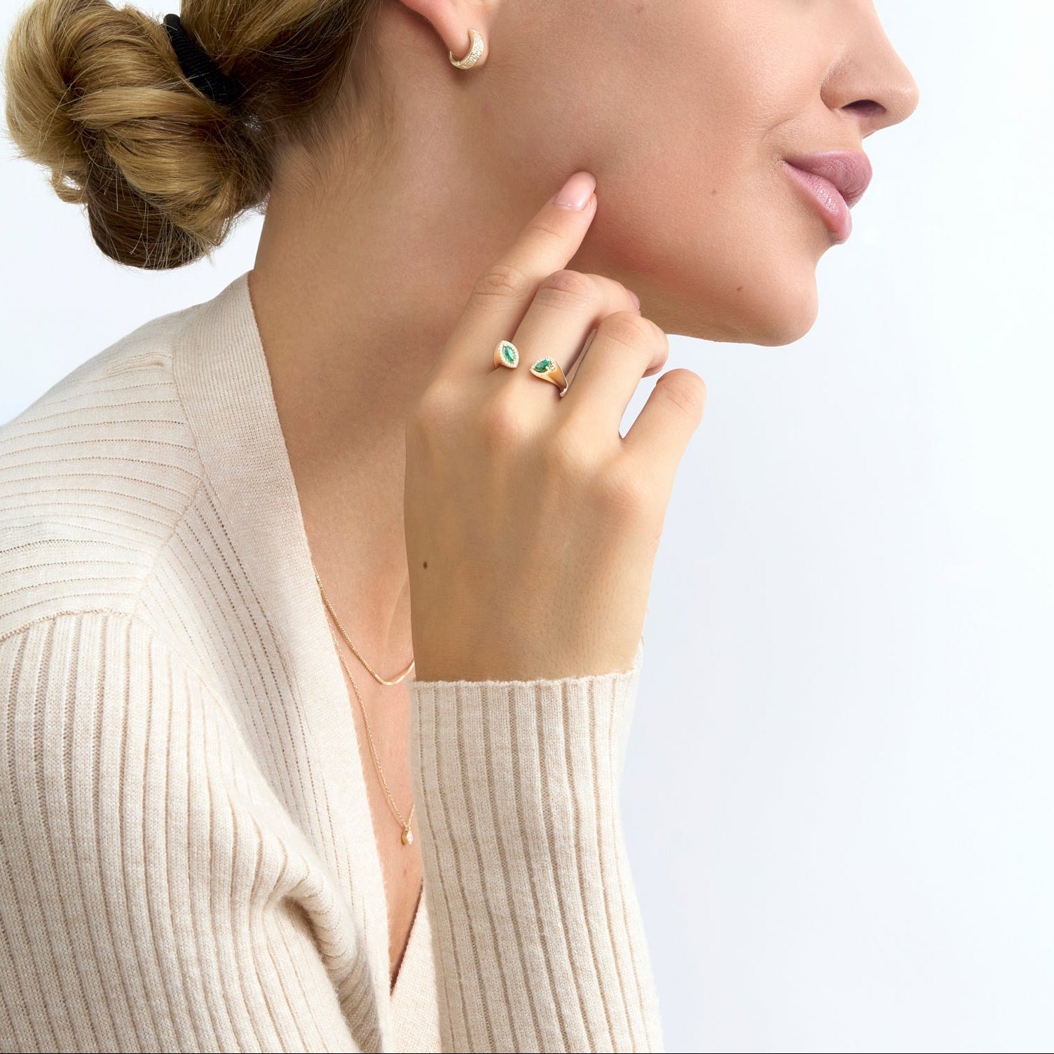 Glowing Emerald Open Ring