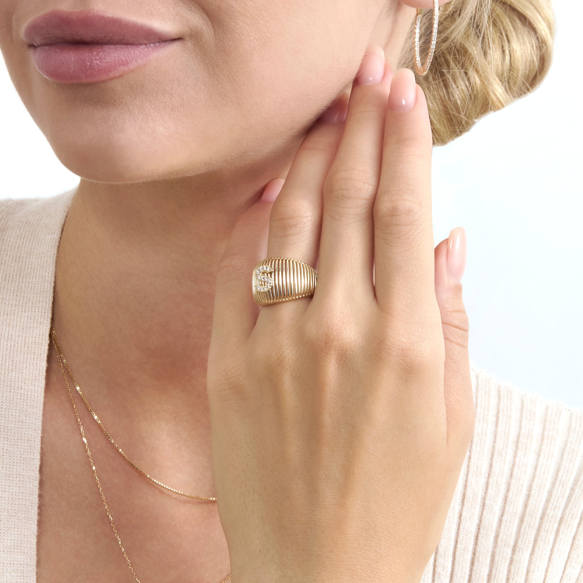 Sparkling Dome Initial Ring