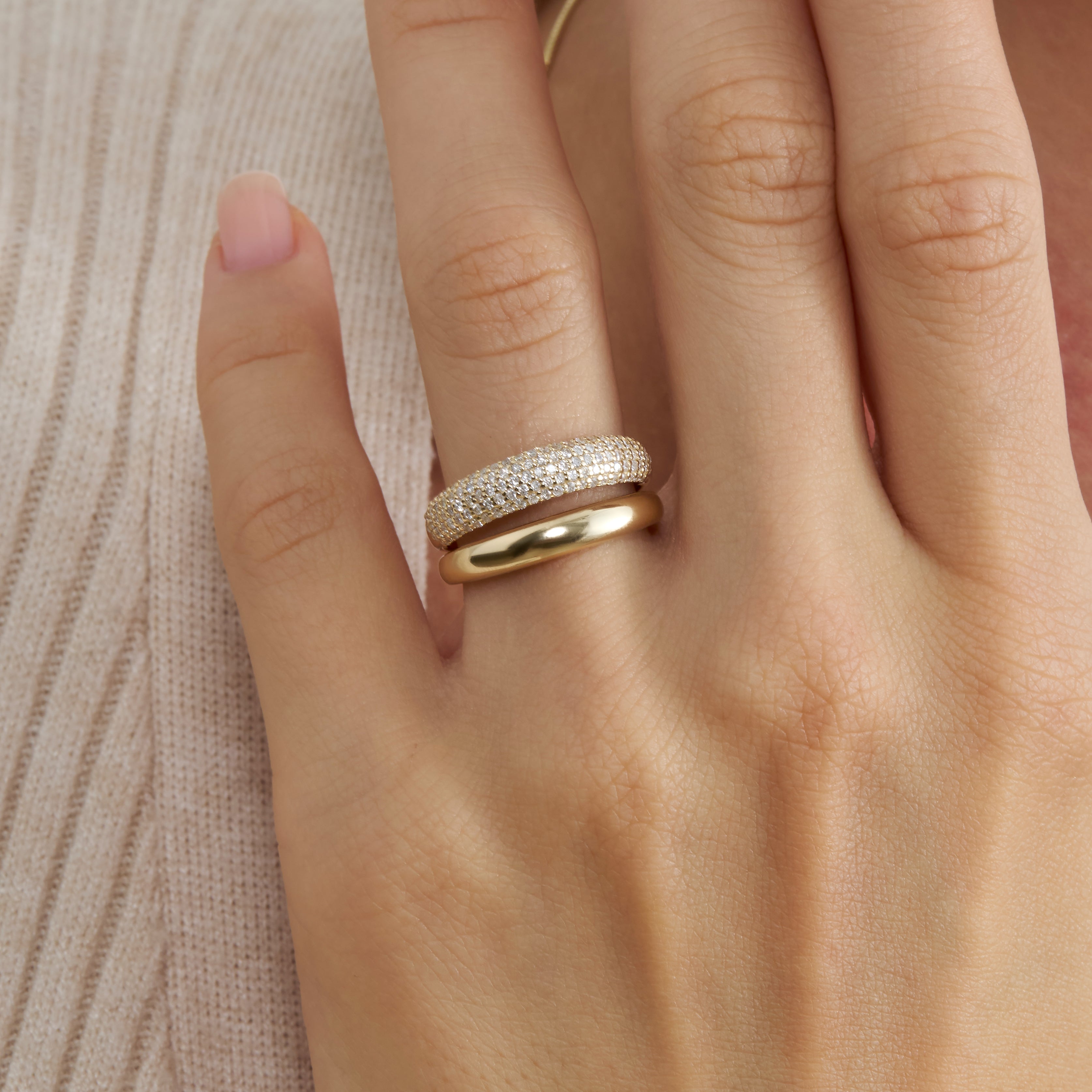 Bold Double Band Sparkle Ring