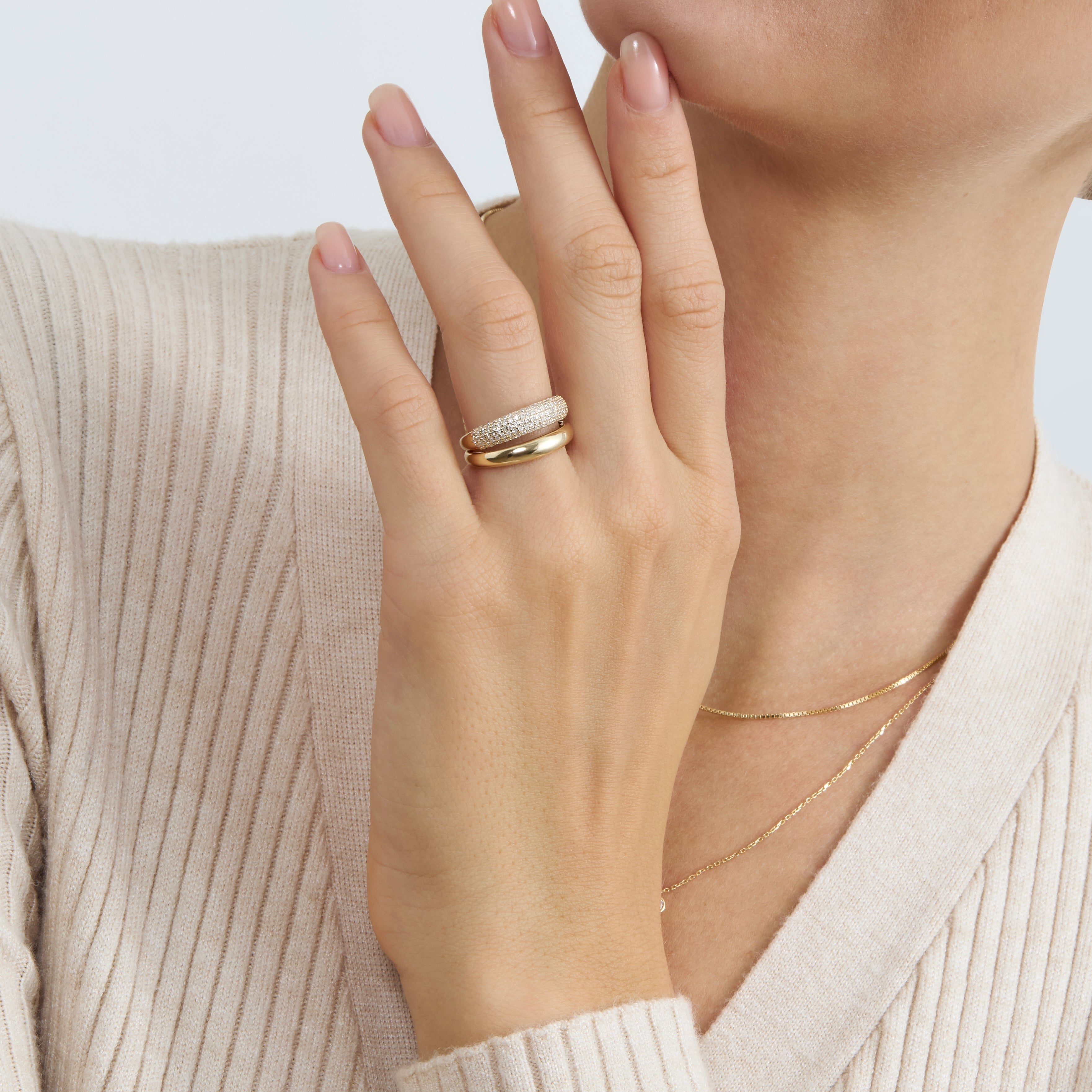 Bold Double Band Sparkle Ring