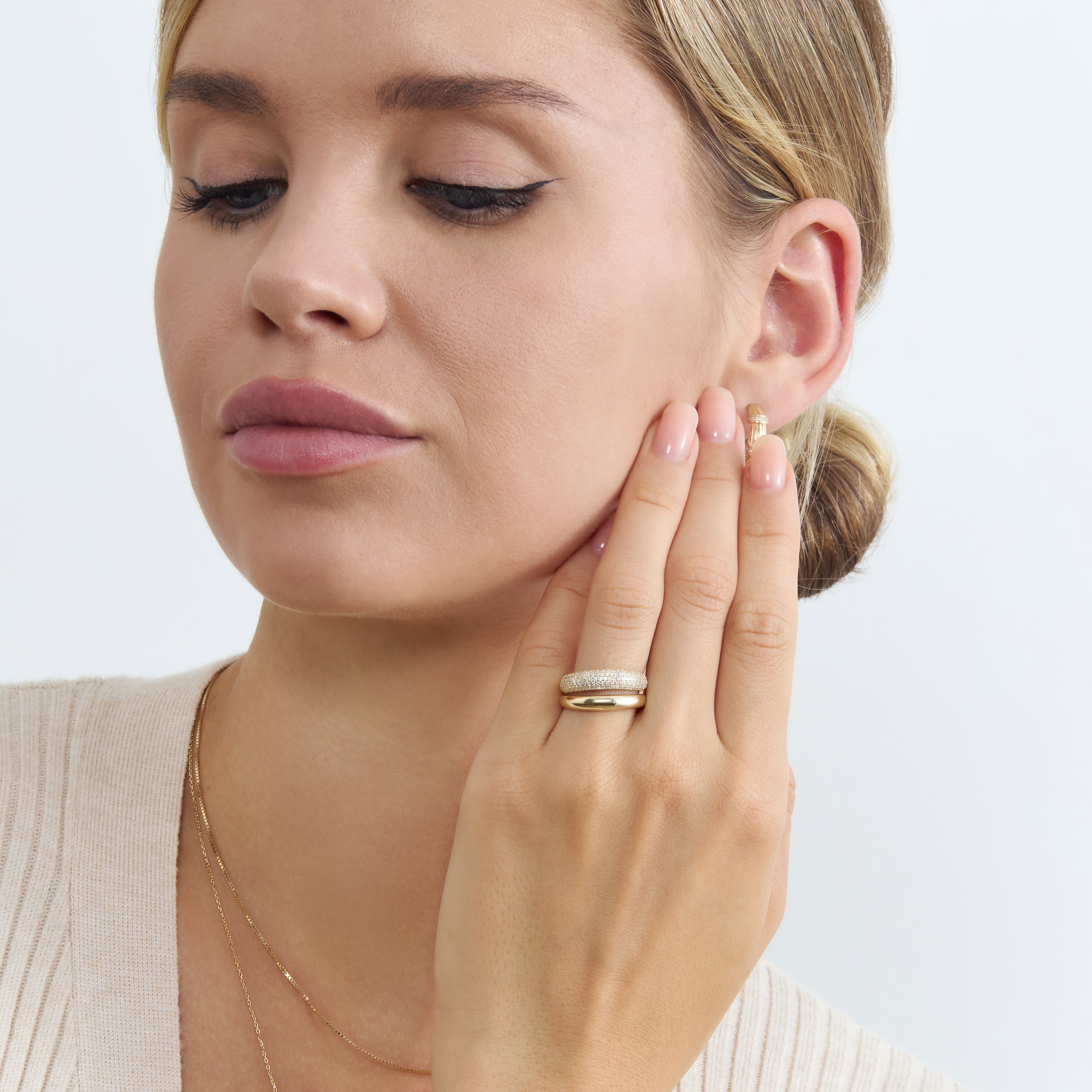 Bold Double Band Sparkle Ring