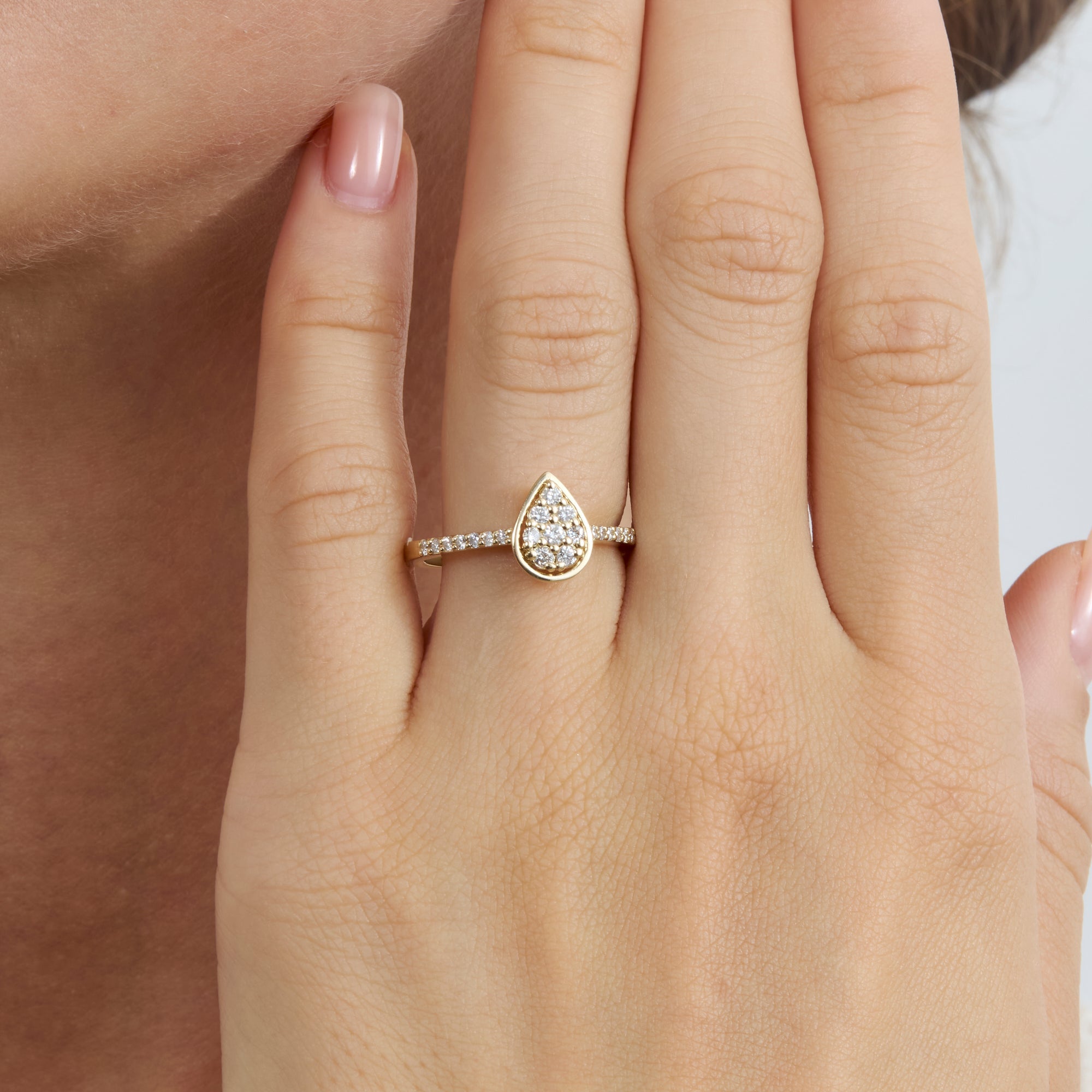 Graceful Diamond Teardrop Ring