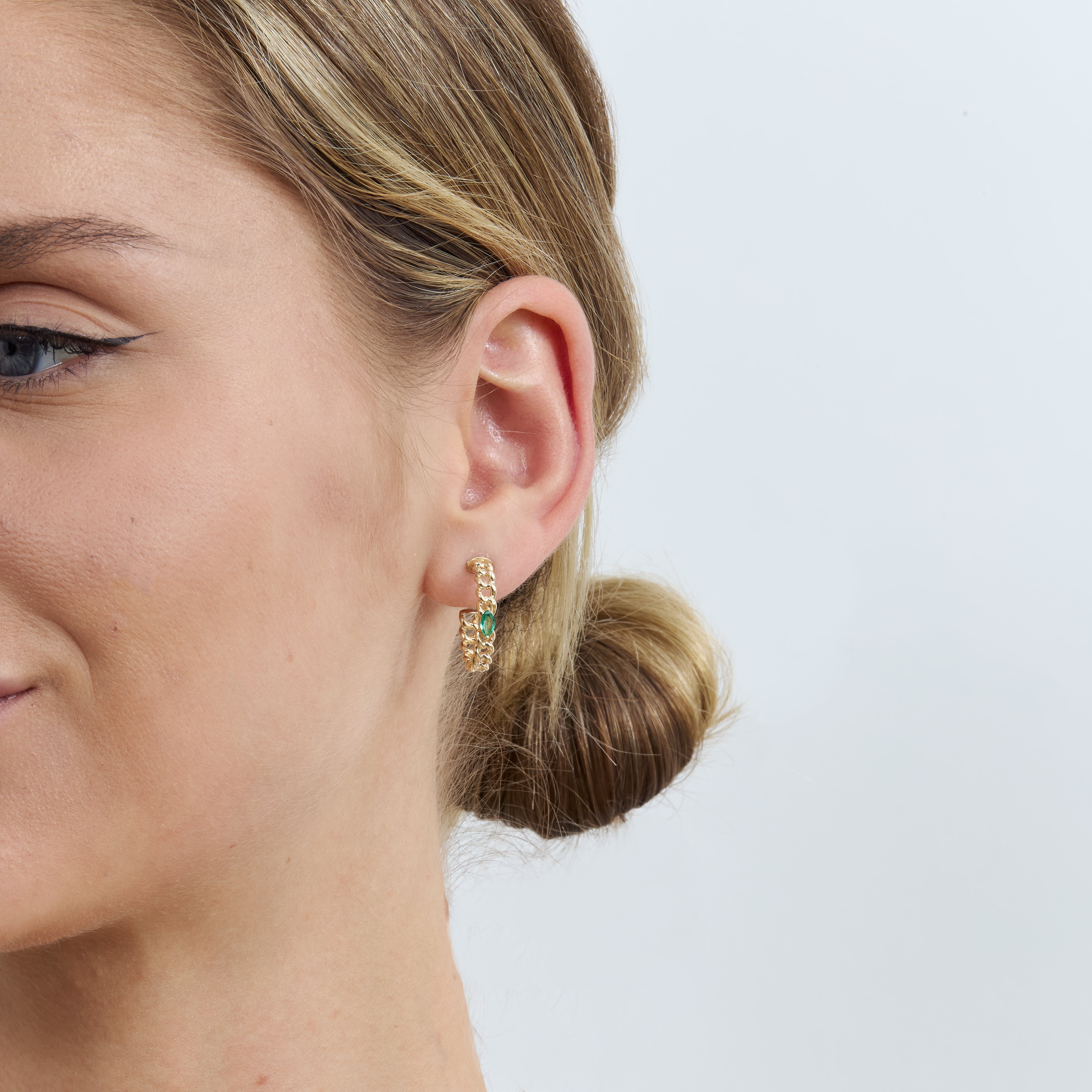 Interlinked Emerald Hoop Earrings