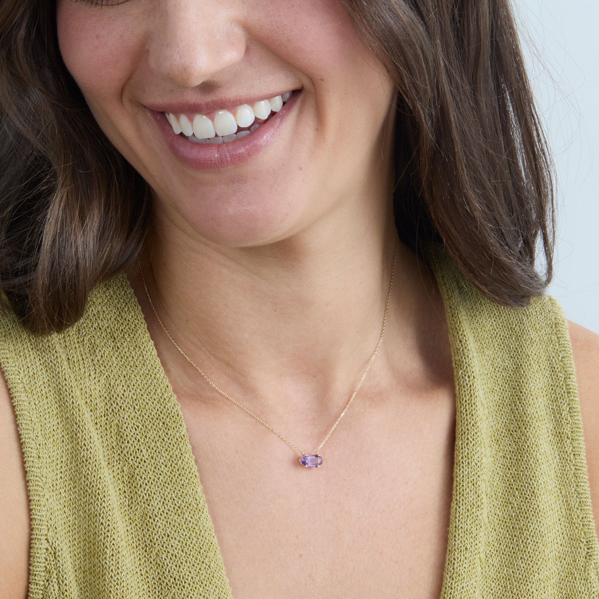 Little Gem Oval Amethyst Necklace