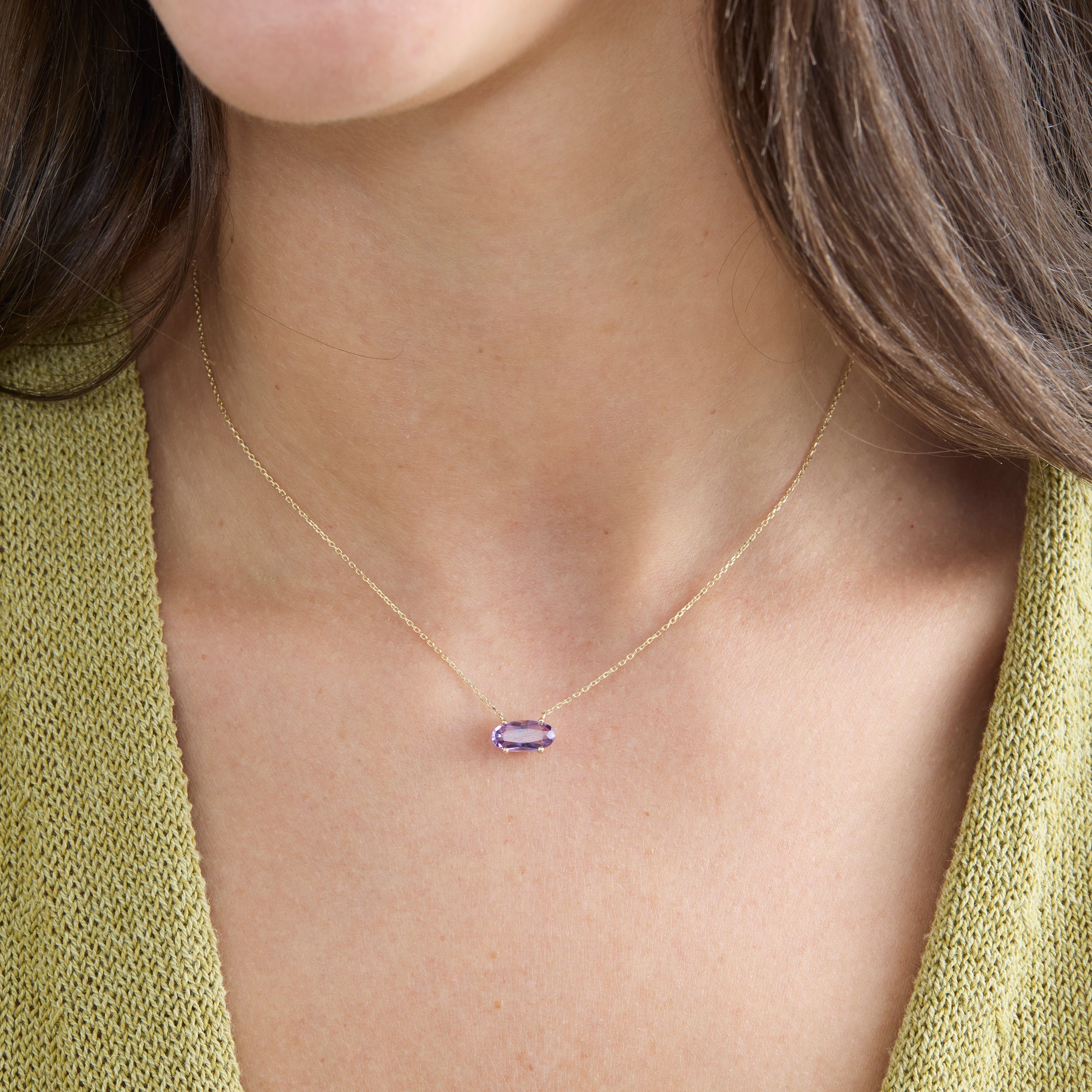 Little Gem Oval Amethyst Necklace