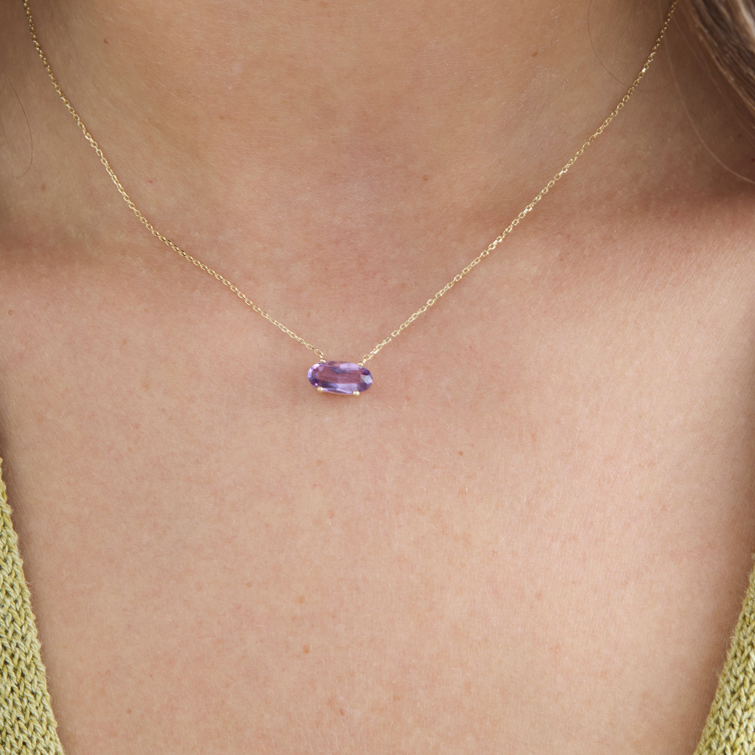 Little Gem Oval Amethyst Necklace
