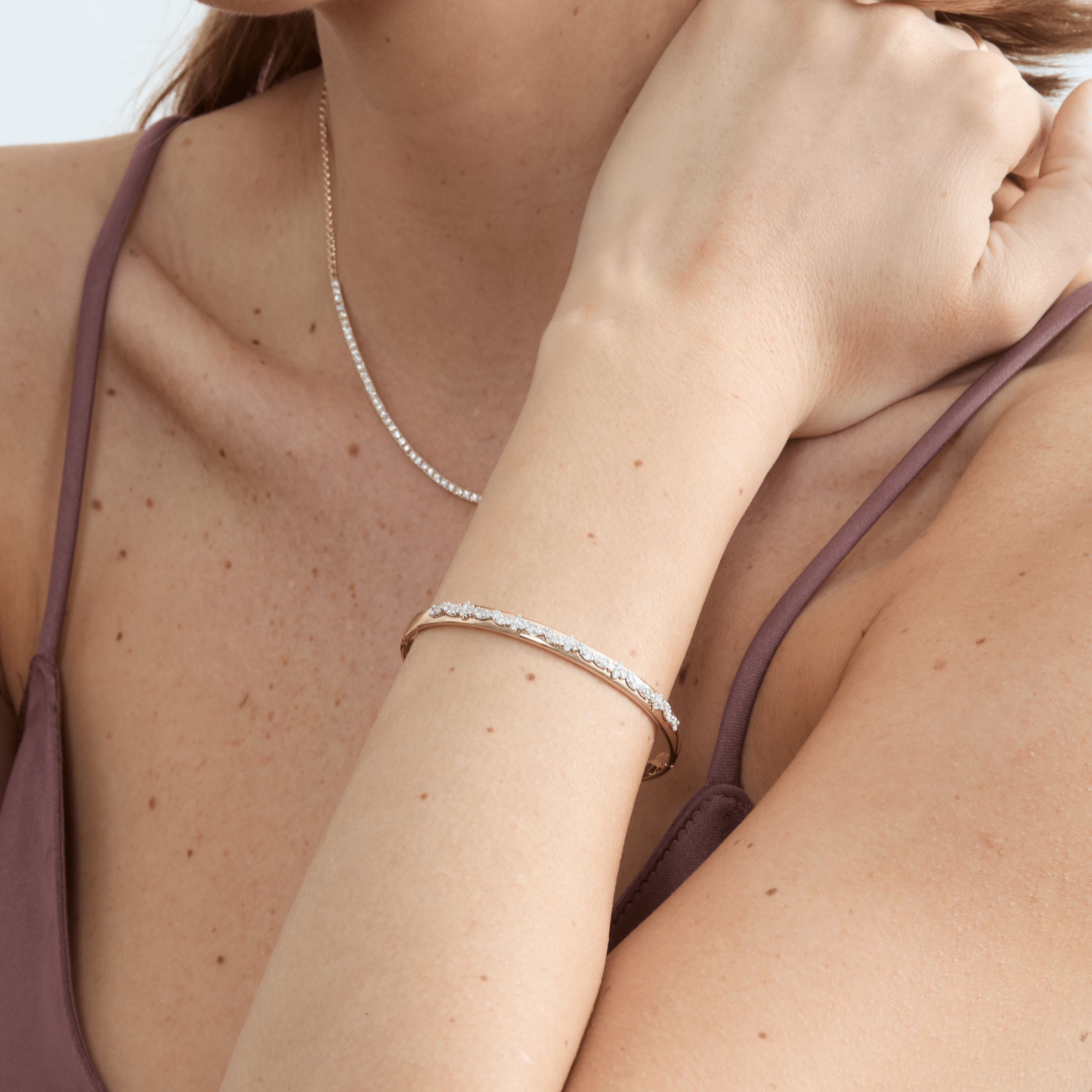 Crystal-Studded Bangle Bracelet
