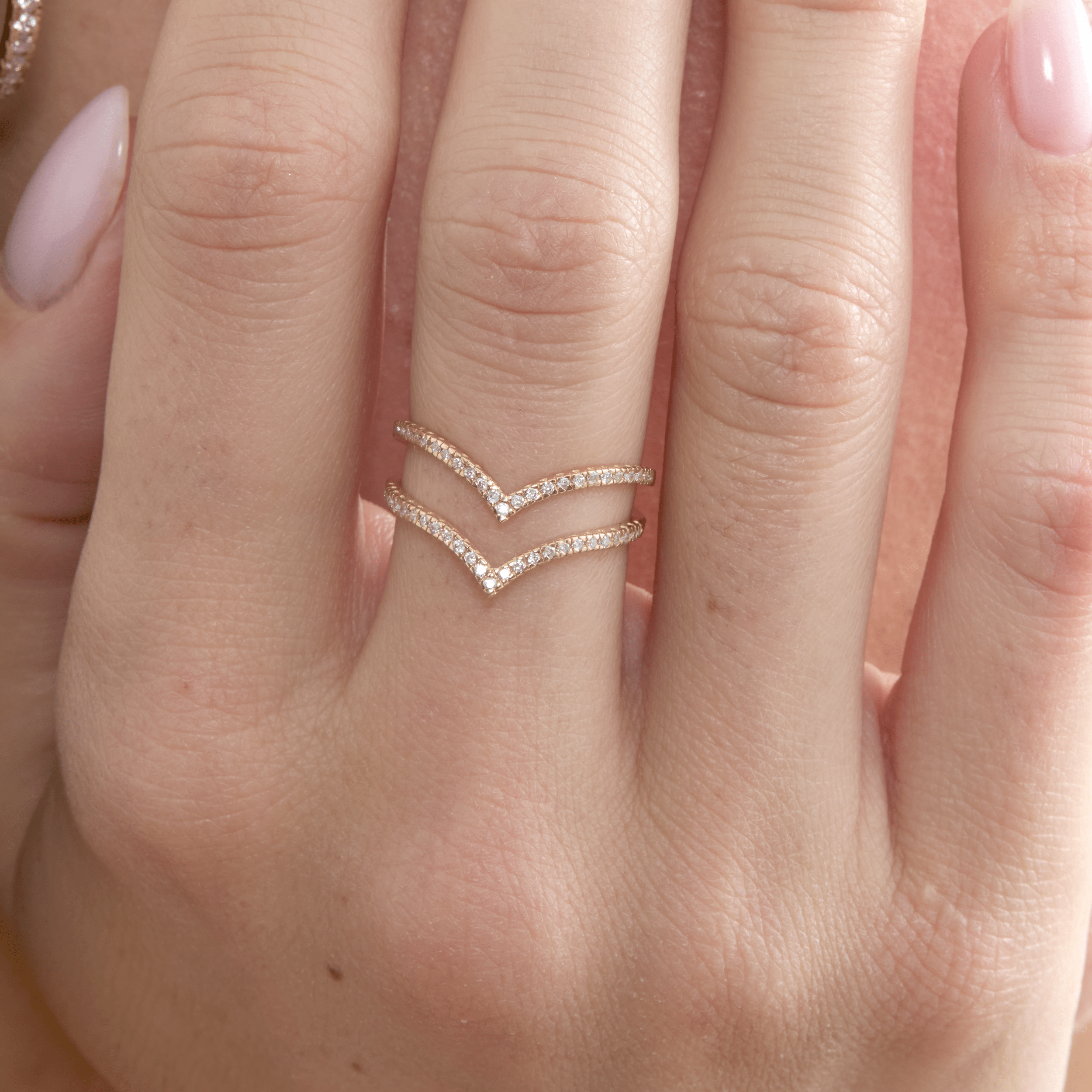 Double Chevron Sparkle Ring