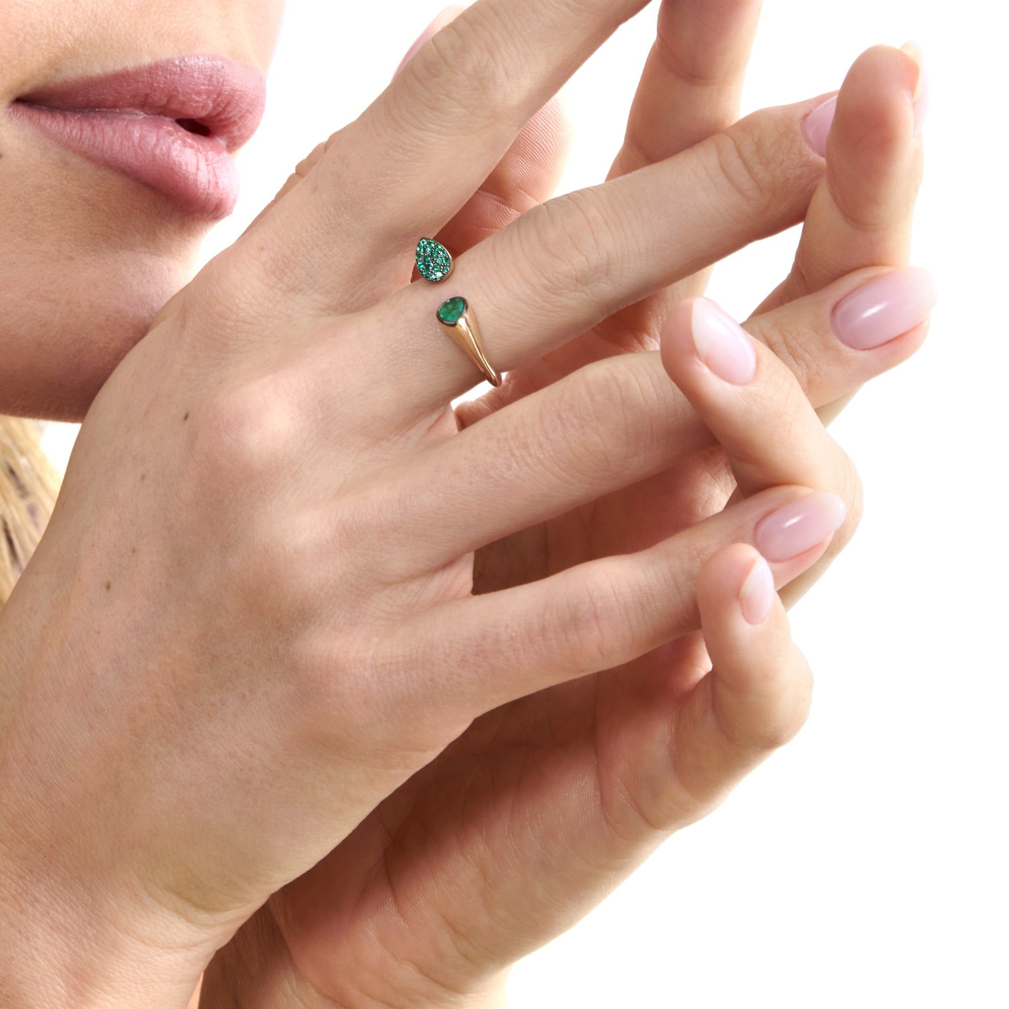 Emerald Duet Open Ring