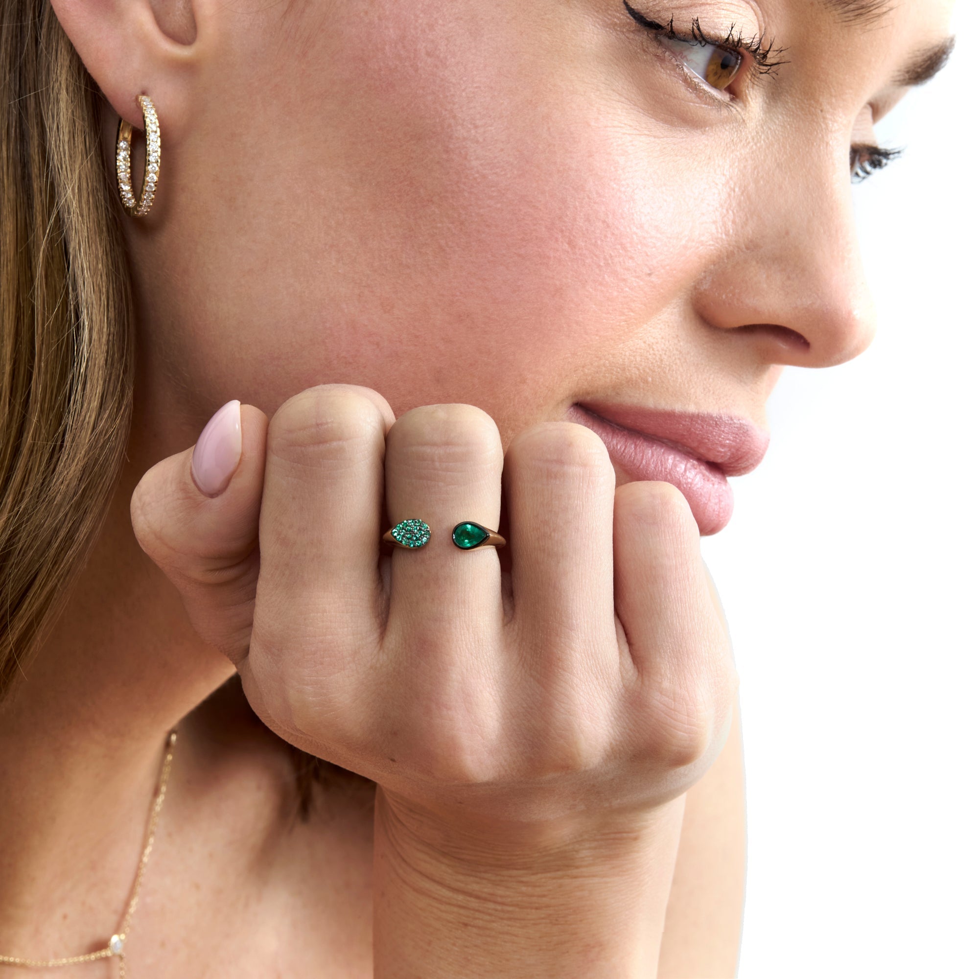 Emerald Duet Open Ring