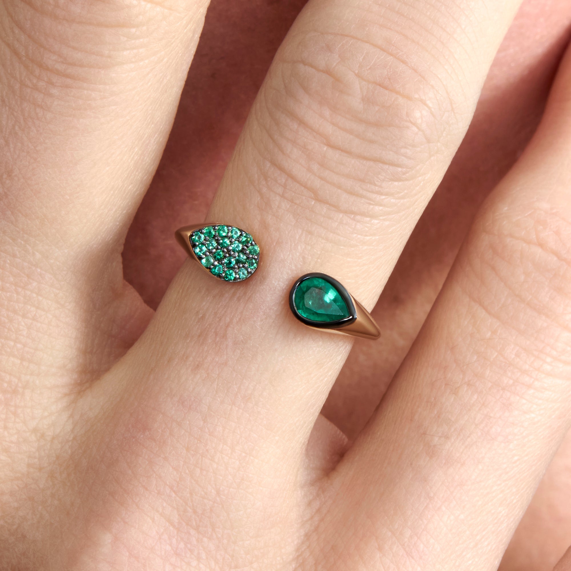 Emerald Duet Open Ring