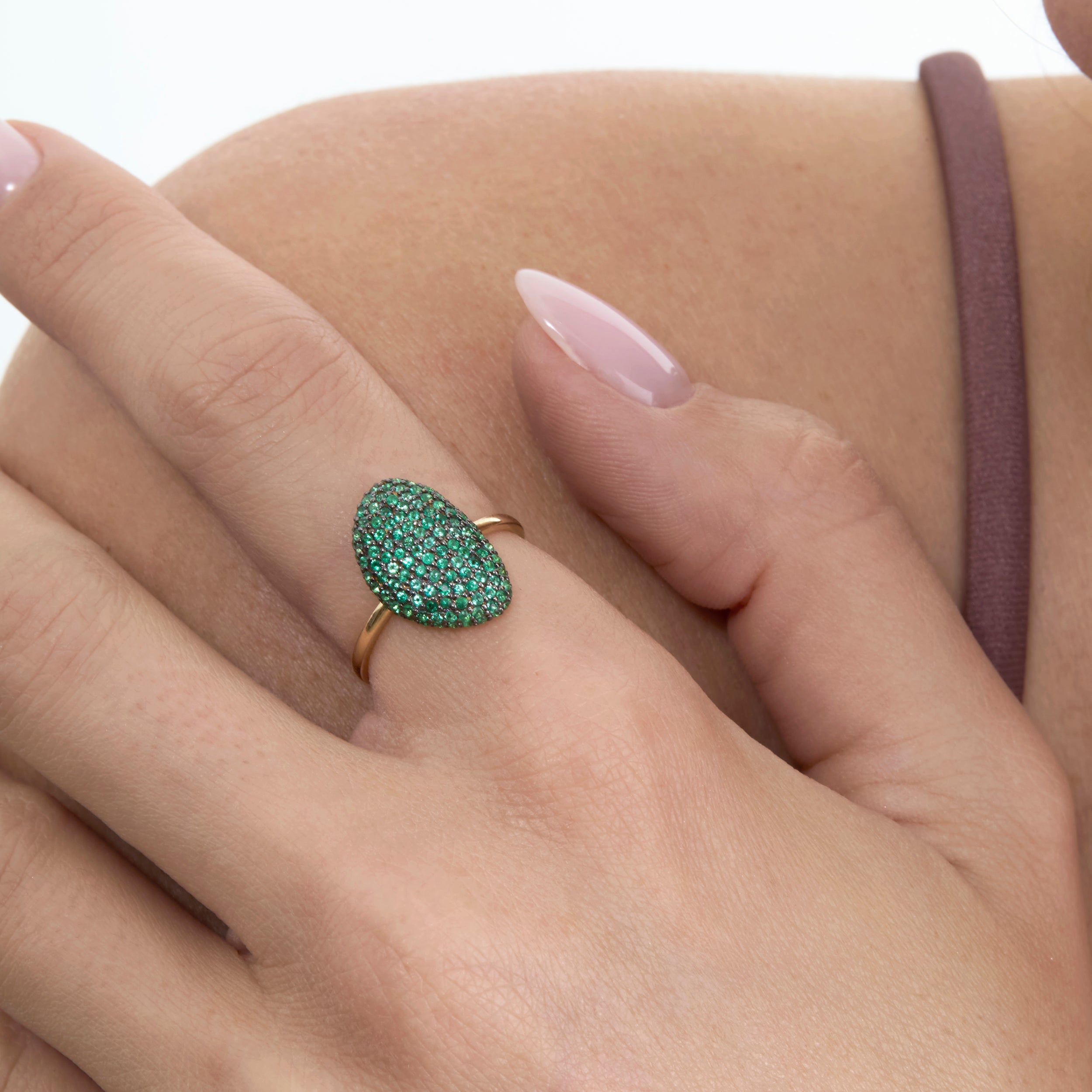 Radiant Pave Emerald Ring