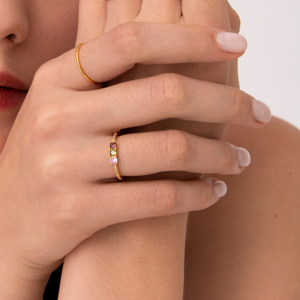 Minimal Gold Slim Ring - Jewel Edition