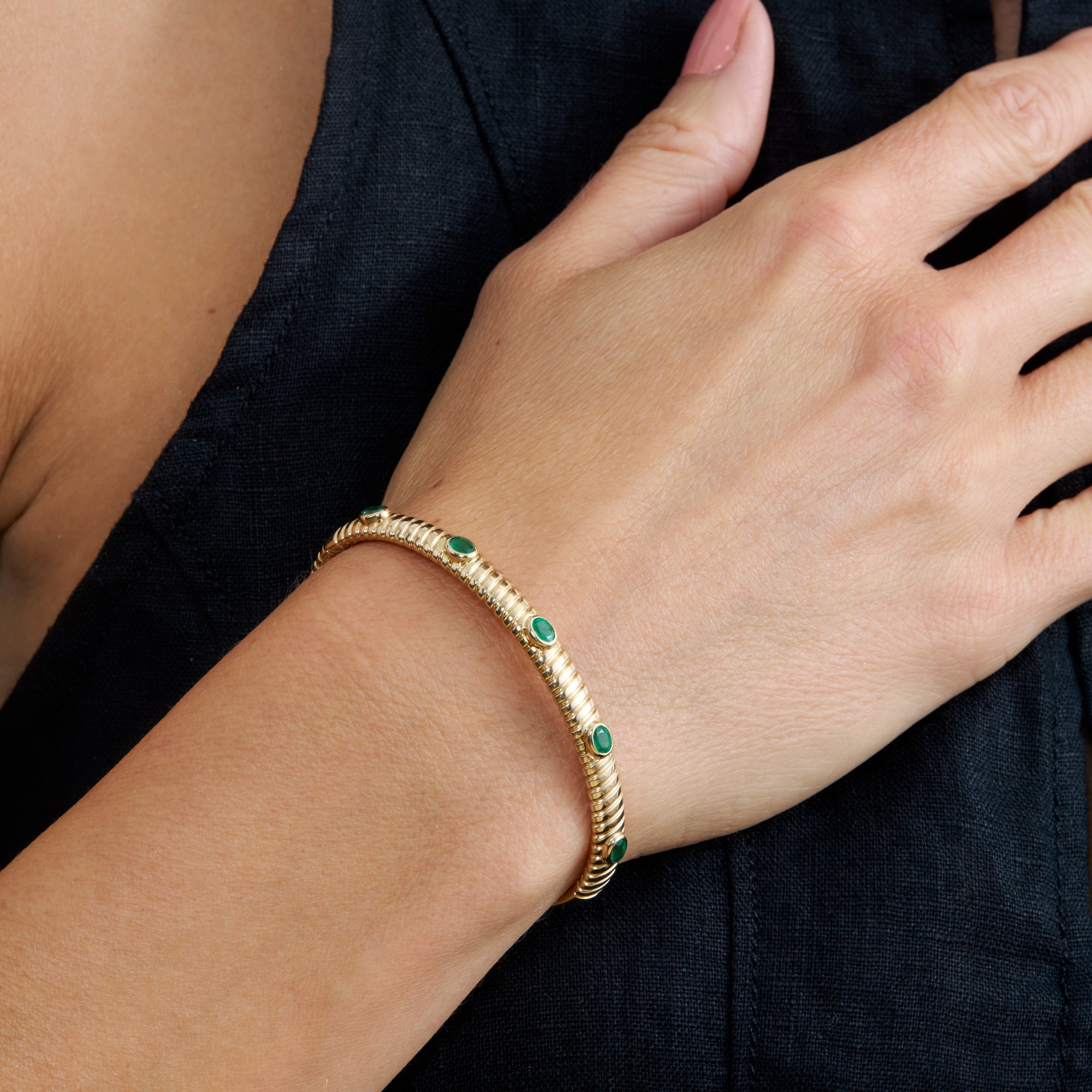 Radiant Ribbed Gem Bracelet