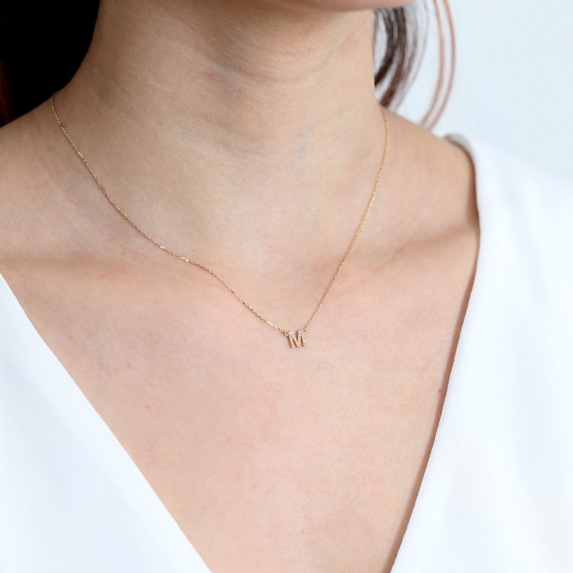 Dainty Diamond Twinkle Letter Necklace