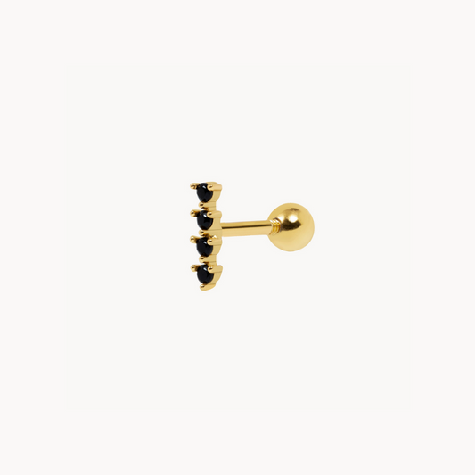 Le Berk Black Zirconia Piercing - Sterling Silver 925 Gold Plated - Jewel Edition