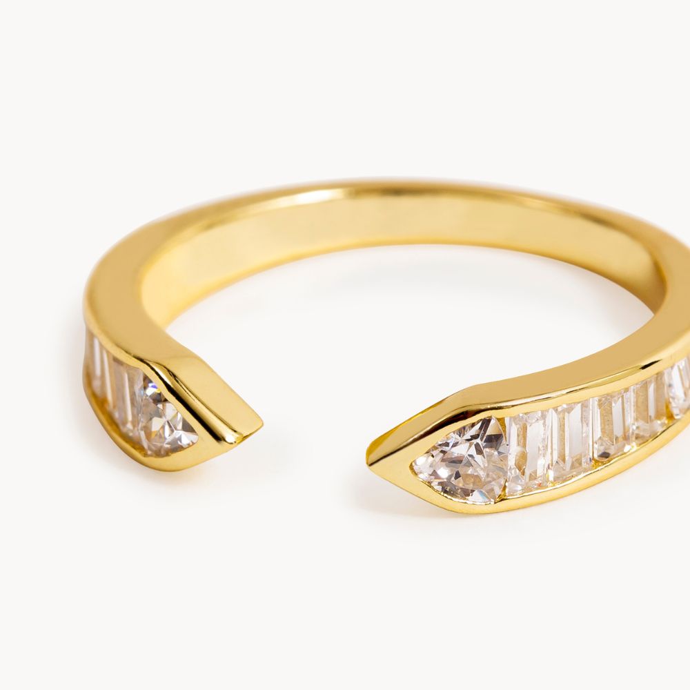 Dazzling Sophistication: Lucente Baguette Zirconia Open Ring - Jewel Edition