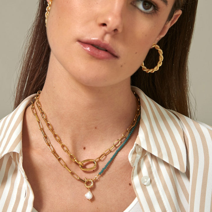 Joyce Necklace: Symbol of Friendship in Gold-Plated Steel - Jewel Edition