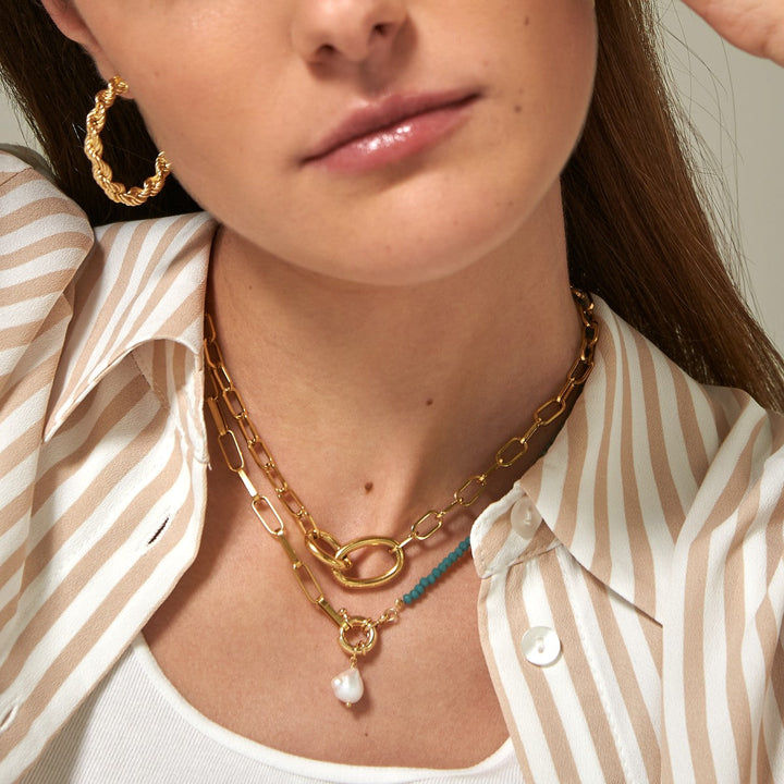 Joyce Necklace: Symbol of Friendship in Gold-Plated Steel - Jewel Edition