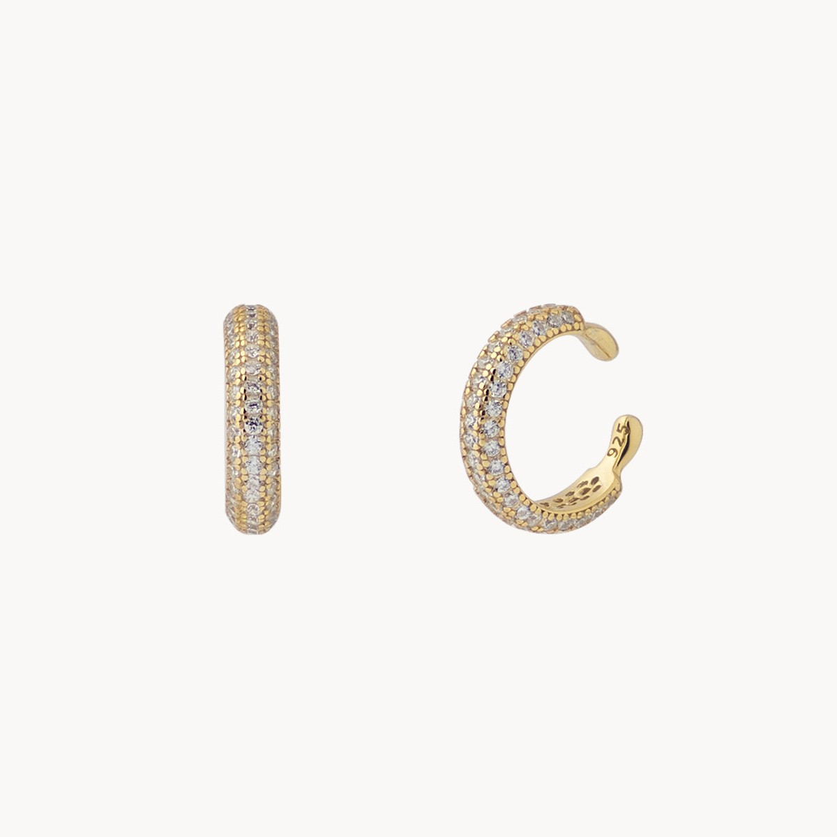 Astrid Sparkling Ear Cuff - Sterling Silver 925 with 18K Gold Plating - Jewel Edition