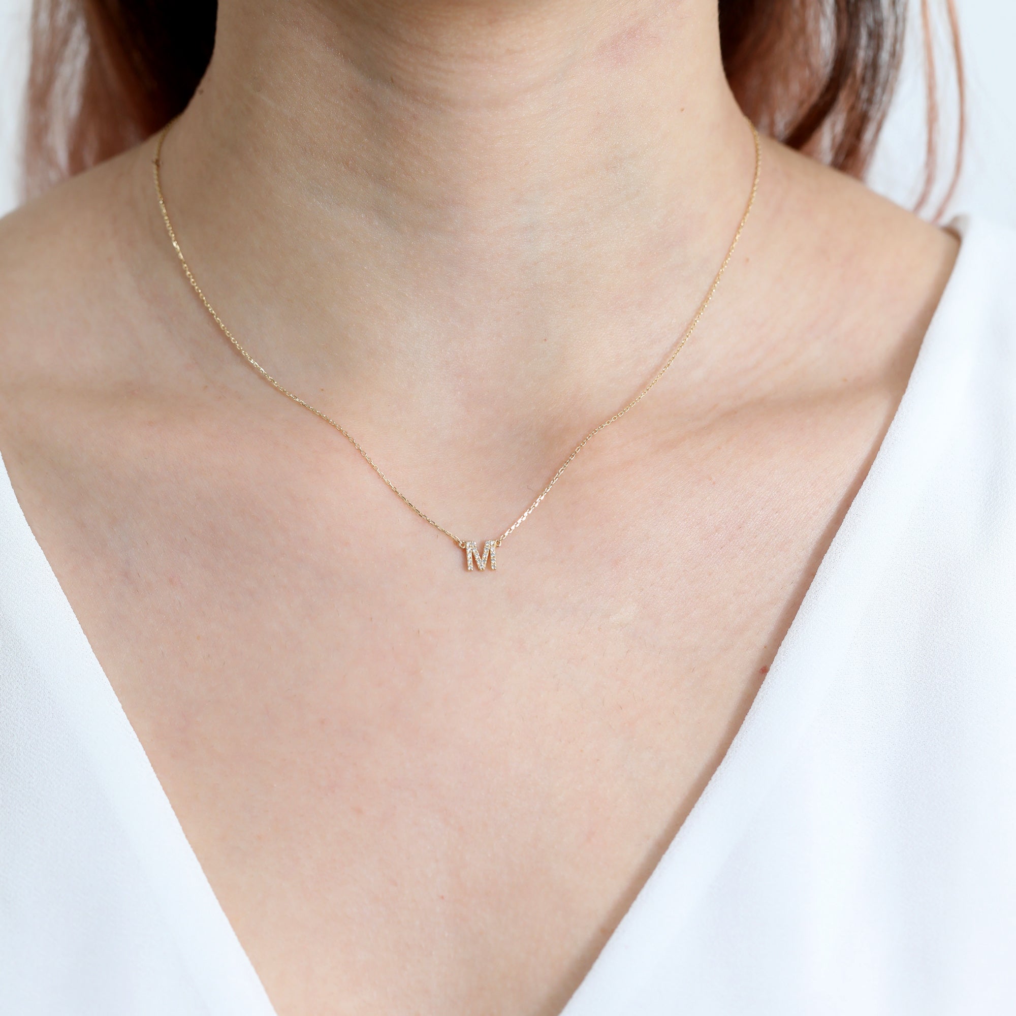 Dainty Diamond Twinkle Letter Necklace
