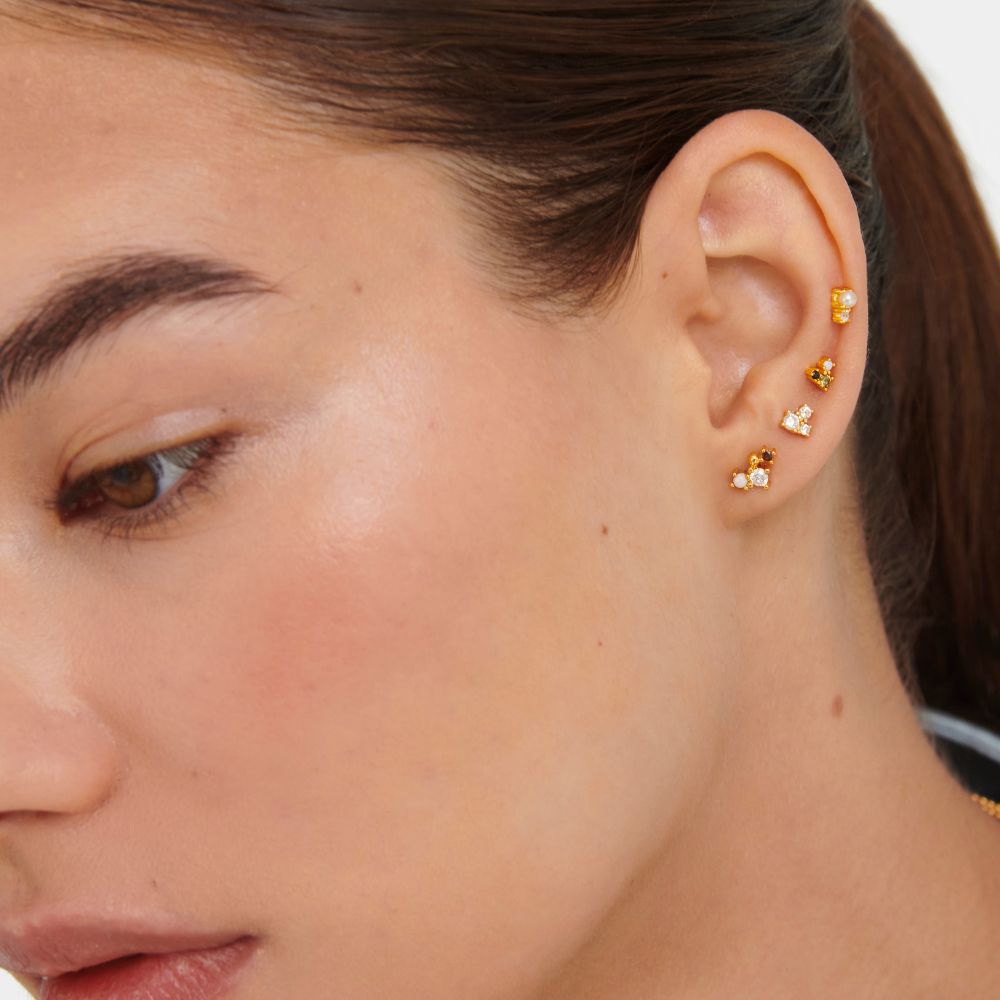 Elegant Diana Black Fumé Piercing: 18-Carat Gold-Plated Steel - Jewel Edition