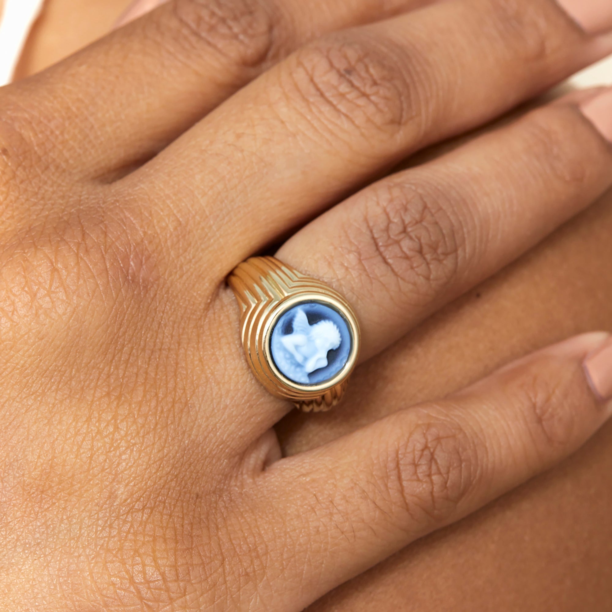 Oceanic Agate Signet Ring
